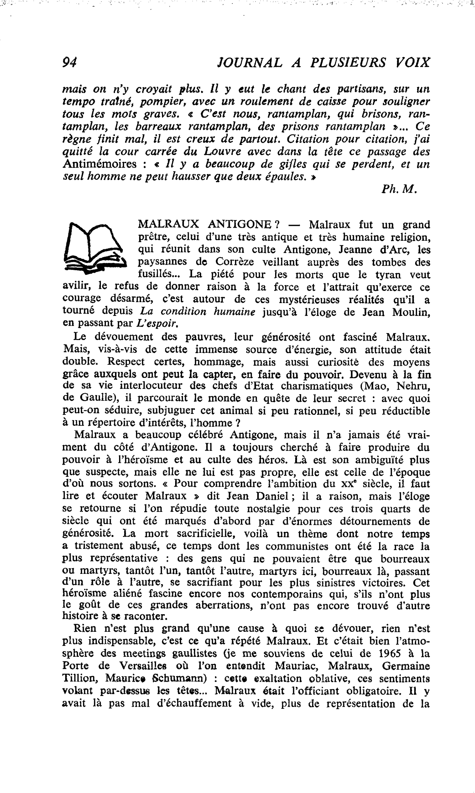 MALRAUX ANTIGONE ?