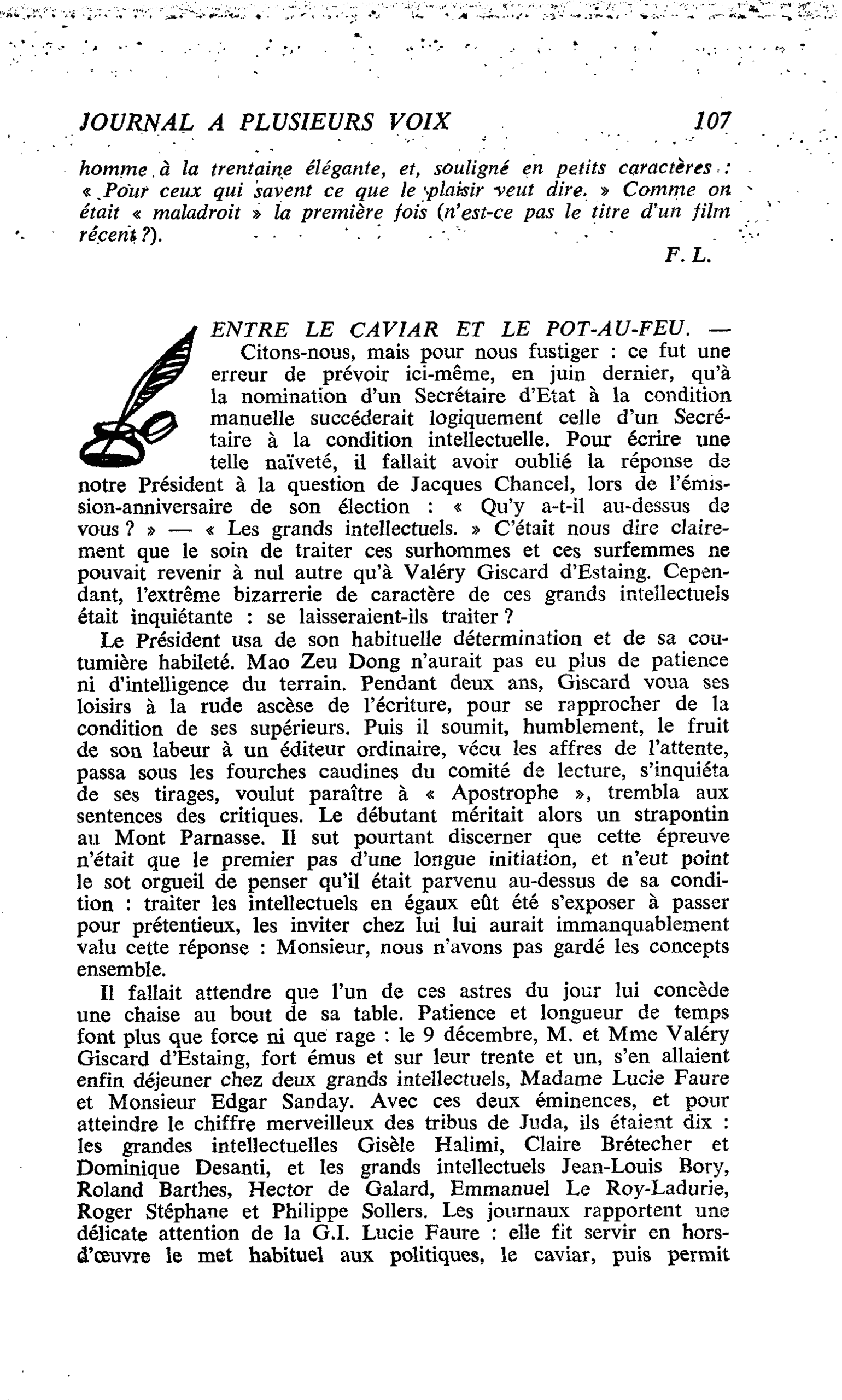 ENTRE LE CAVIAR ET LE POT-AU-FEU