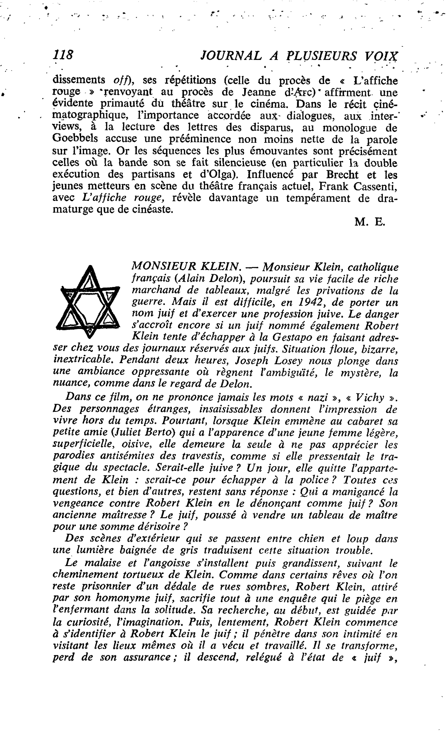 MONSIEUR KLEIN