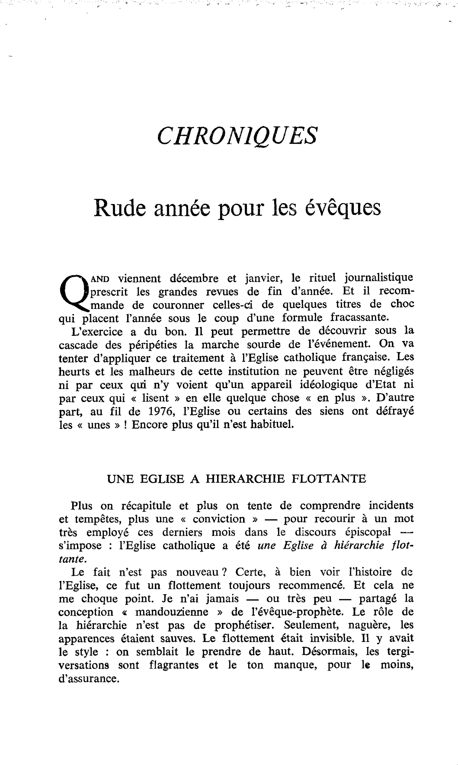 Rude année pour les évêques