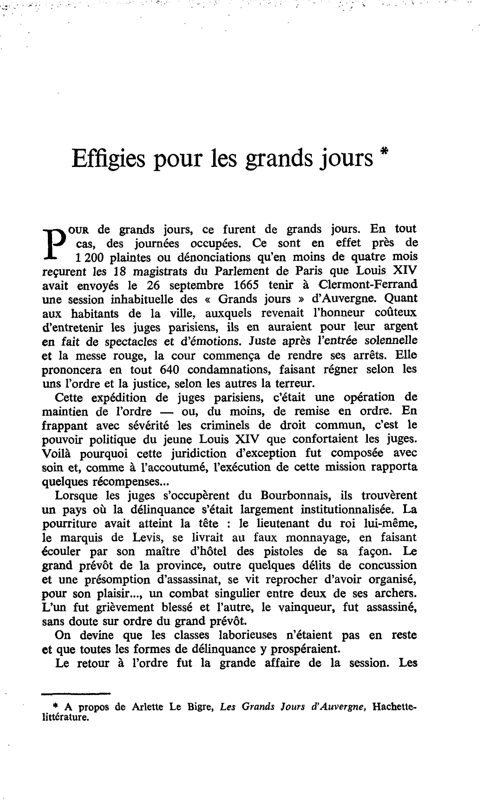 Effigies pour les grands jours