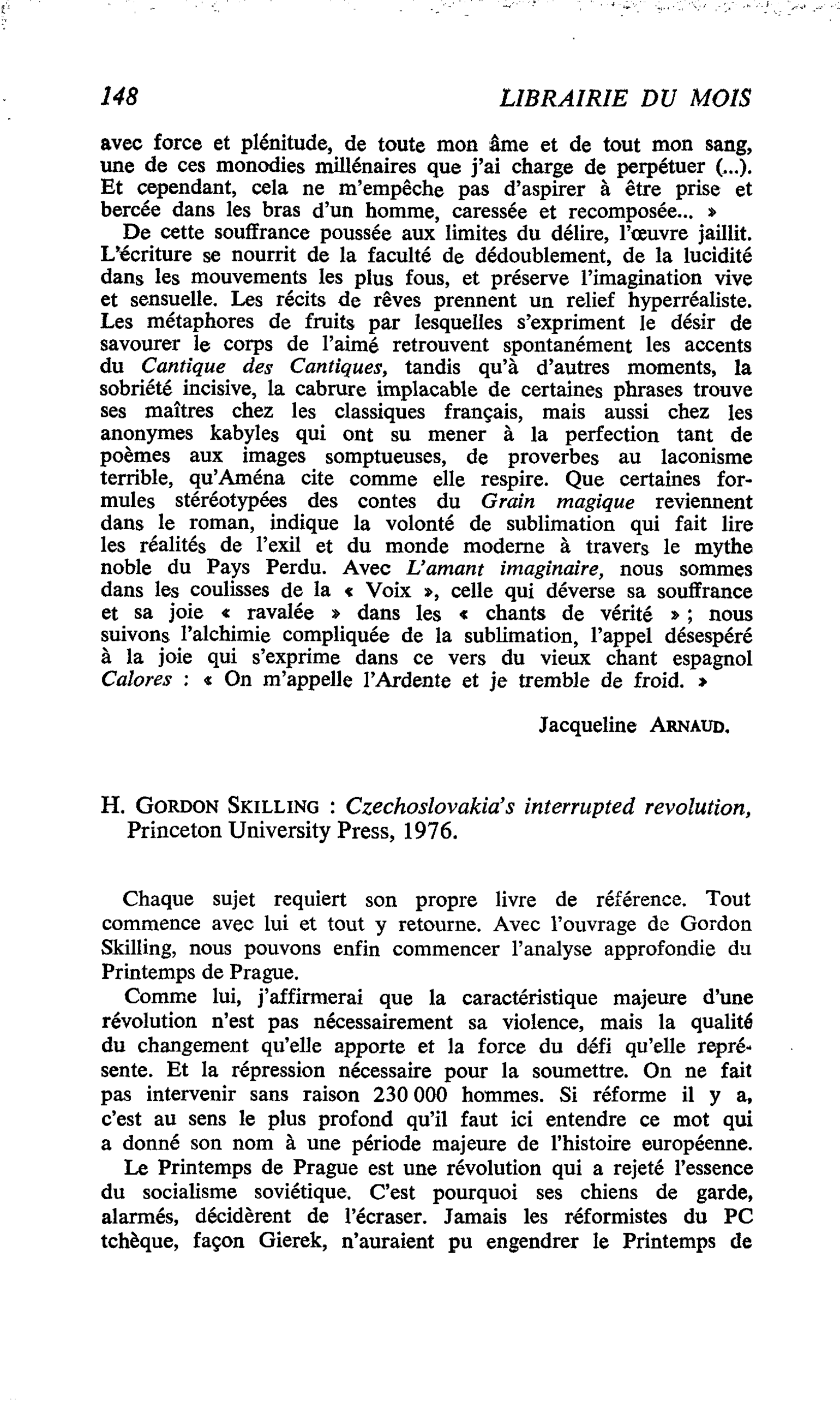 H. Gordon Skilling : Czechoslovakia’s interrupted révolution