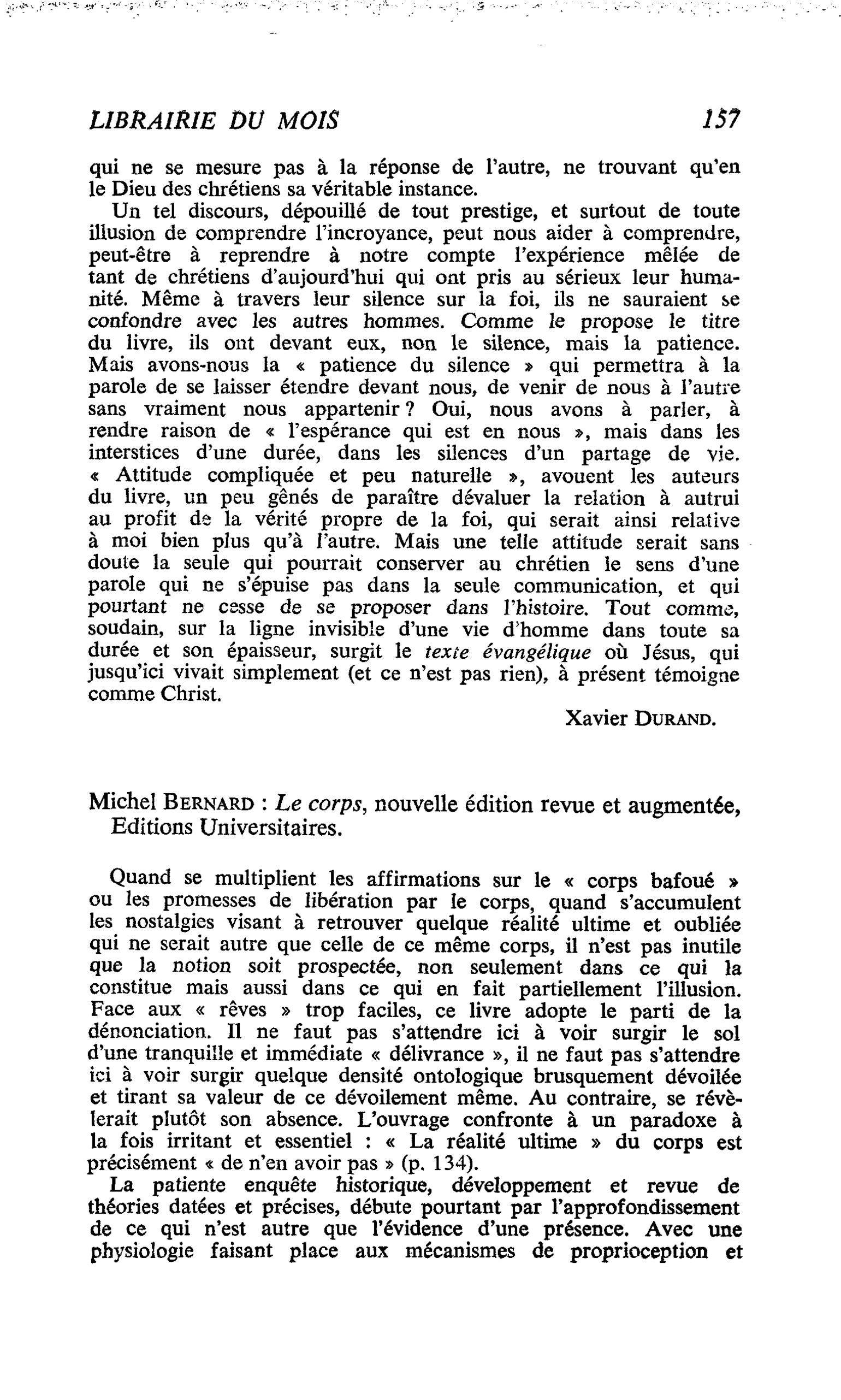 Michel Bernard : Le corps