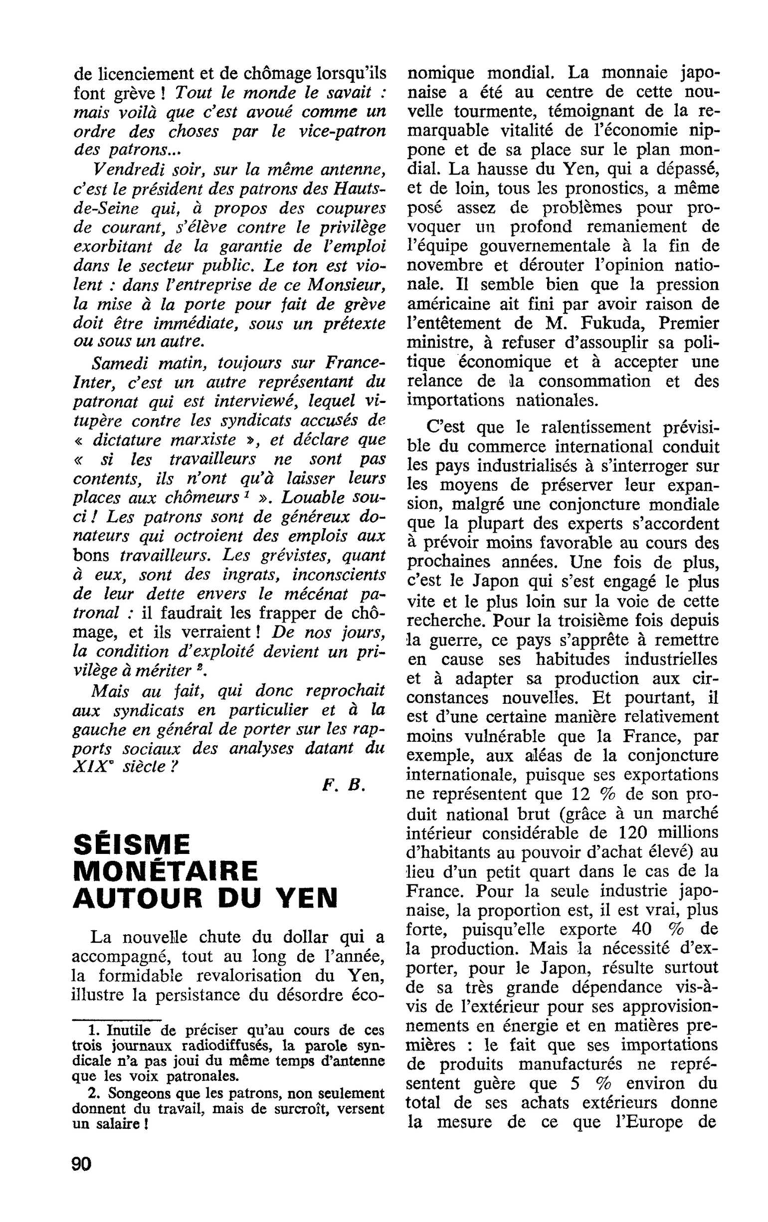 SÉISME MONÉTAIRE AUTOUR DU YEN