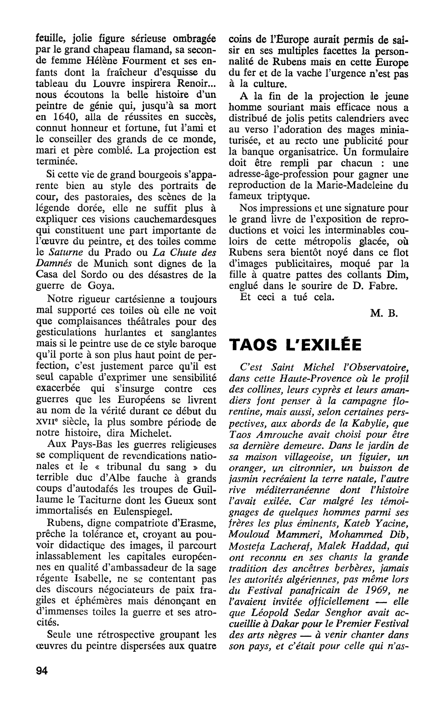 TAOS L’EXILÉE