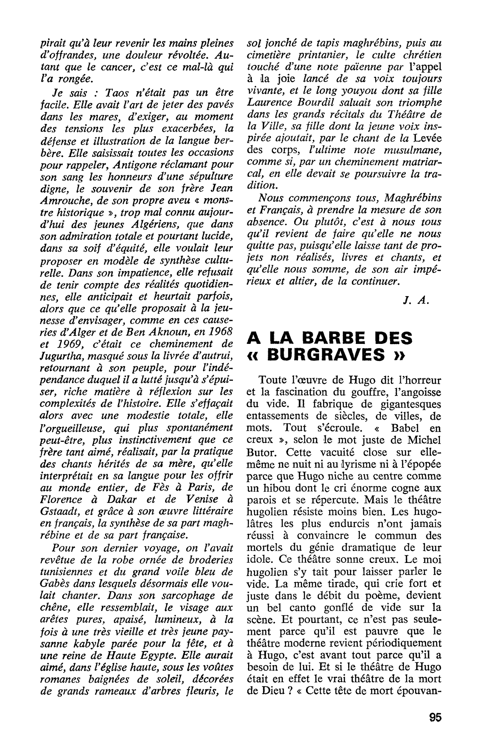 A LA BARBE DES « BURGRAVES »