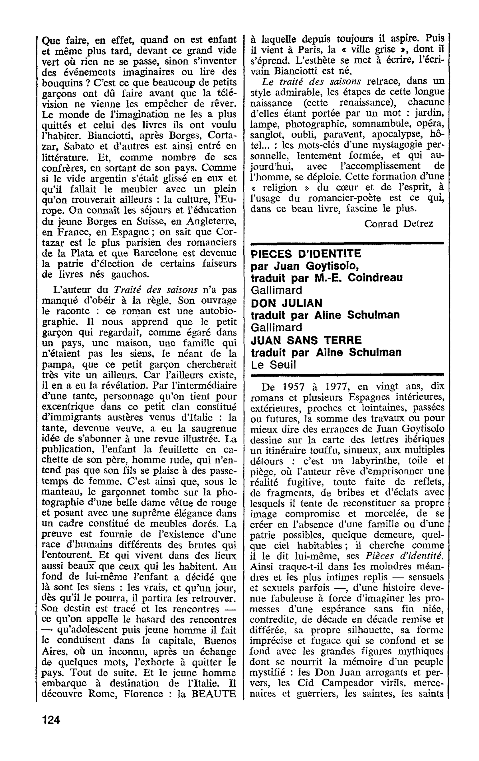 PIECES D’IDENTITE par Juan Goytisolo. DON JULIAN. JUAN SANS TERRE.