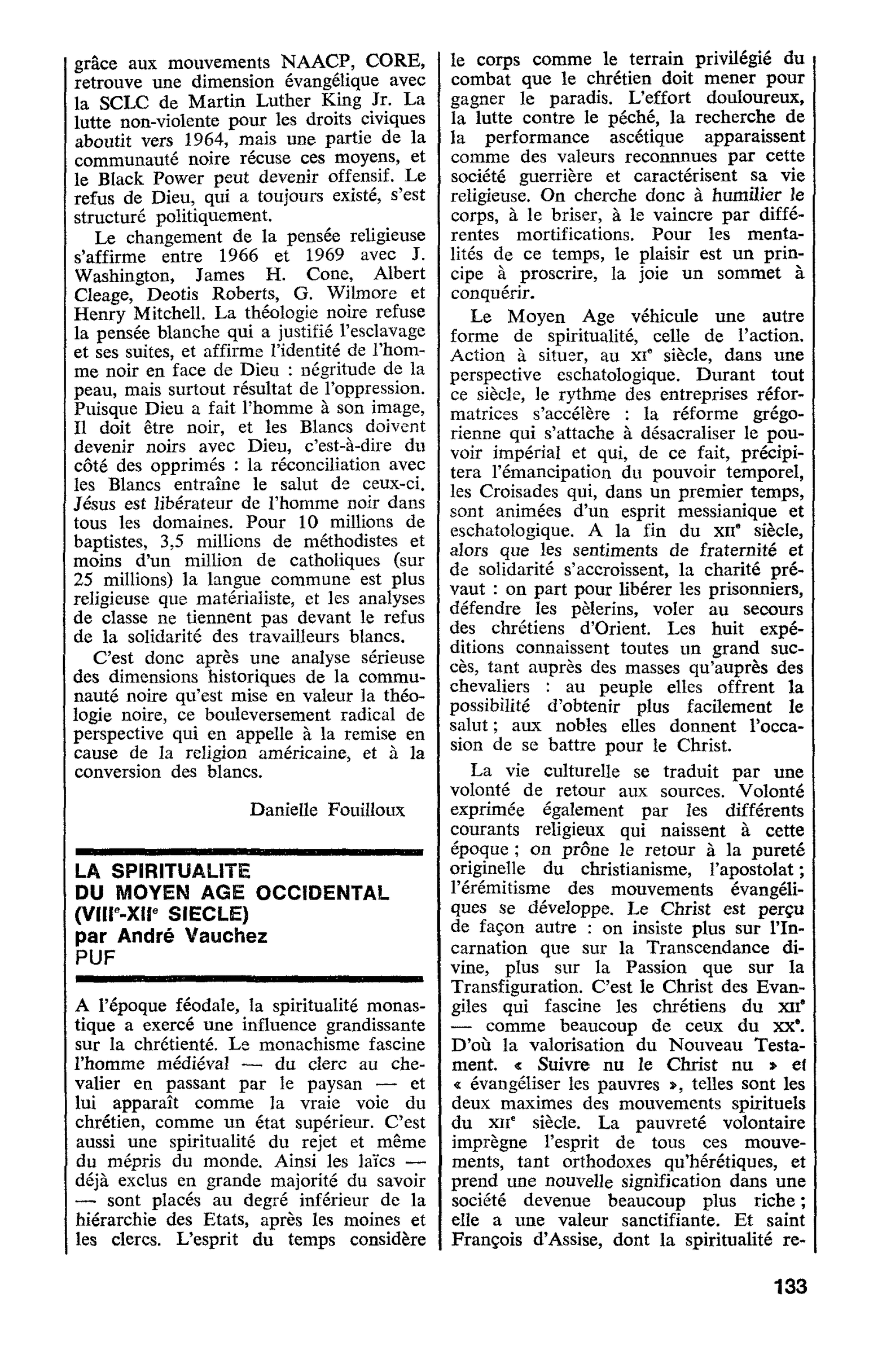 LA SPIRITUALITE DU MOYEN AGE OCCIDENTAL (VIIIe-XIIe SIECLE) par André Vauchez