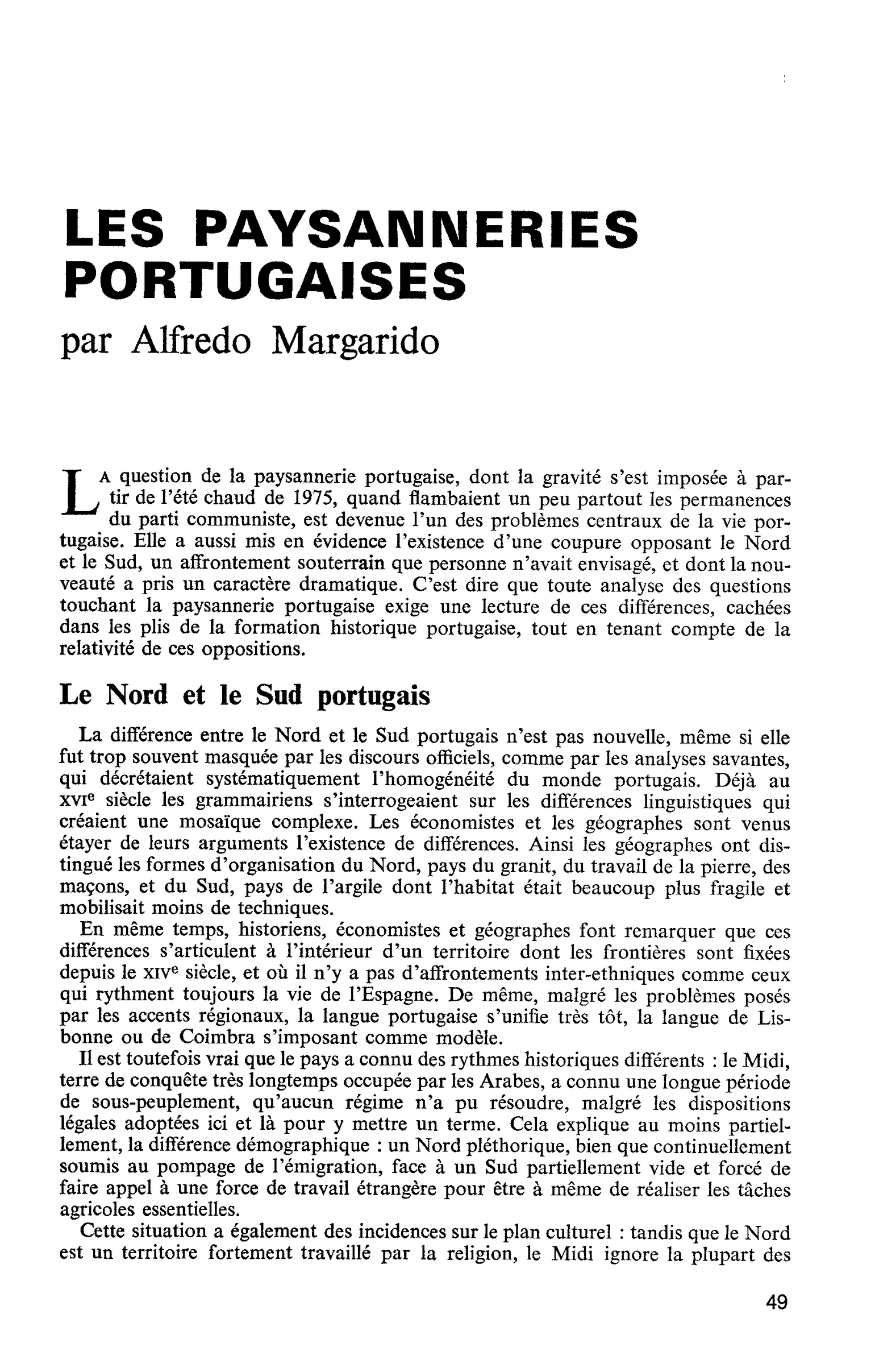 LES PAYSANNERIES PORTUGAISES