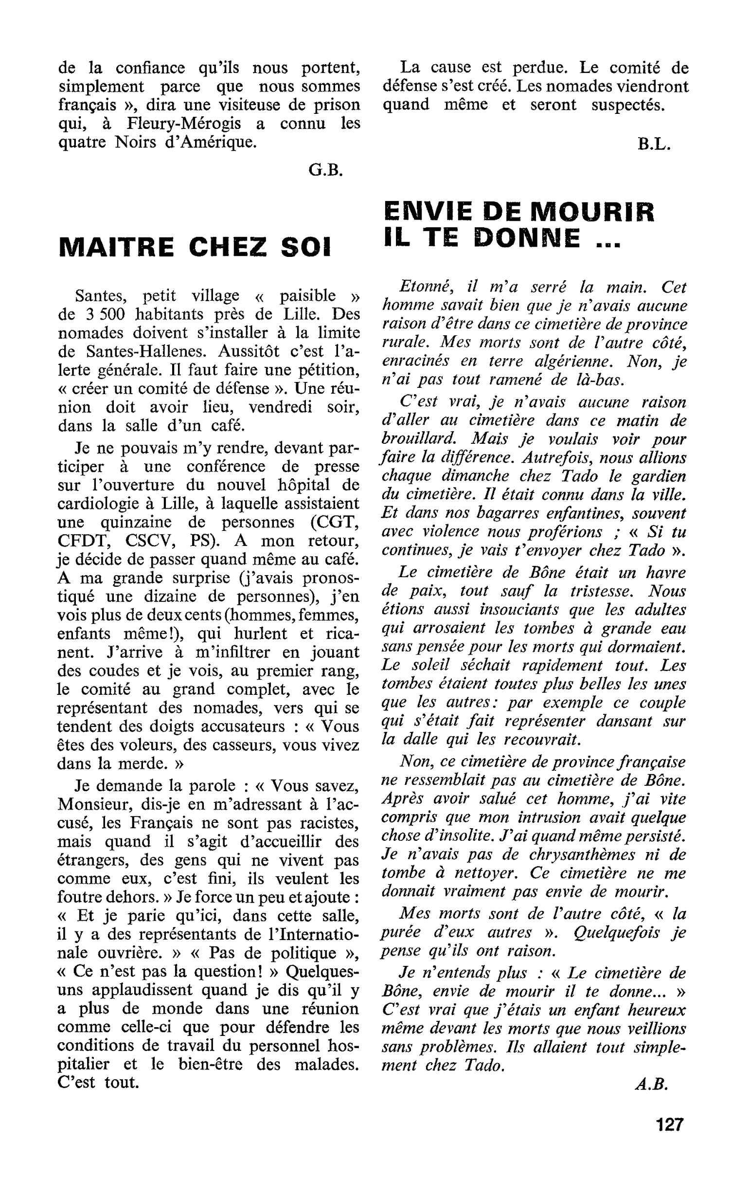 ENVIE DE MOURIR IL TE DONNE …