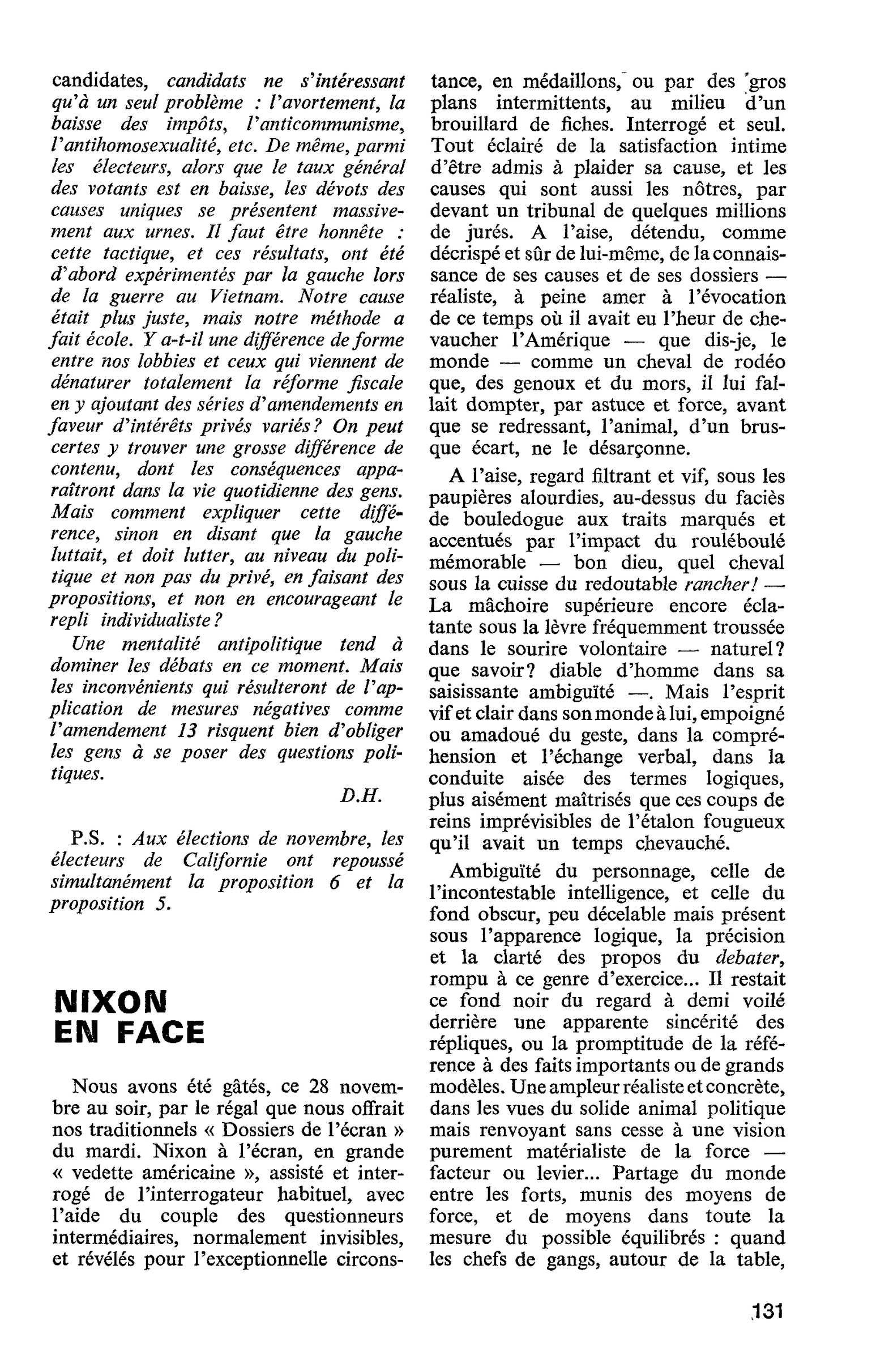 NIXON EN FACE