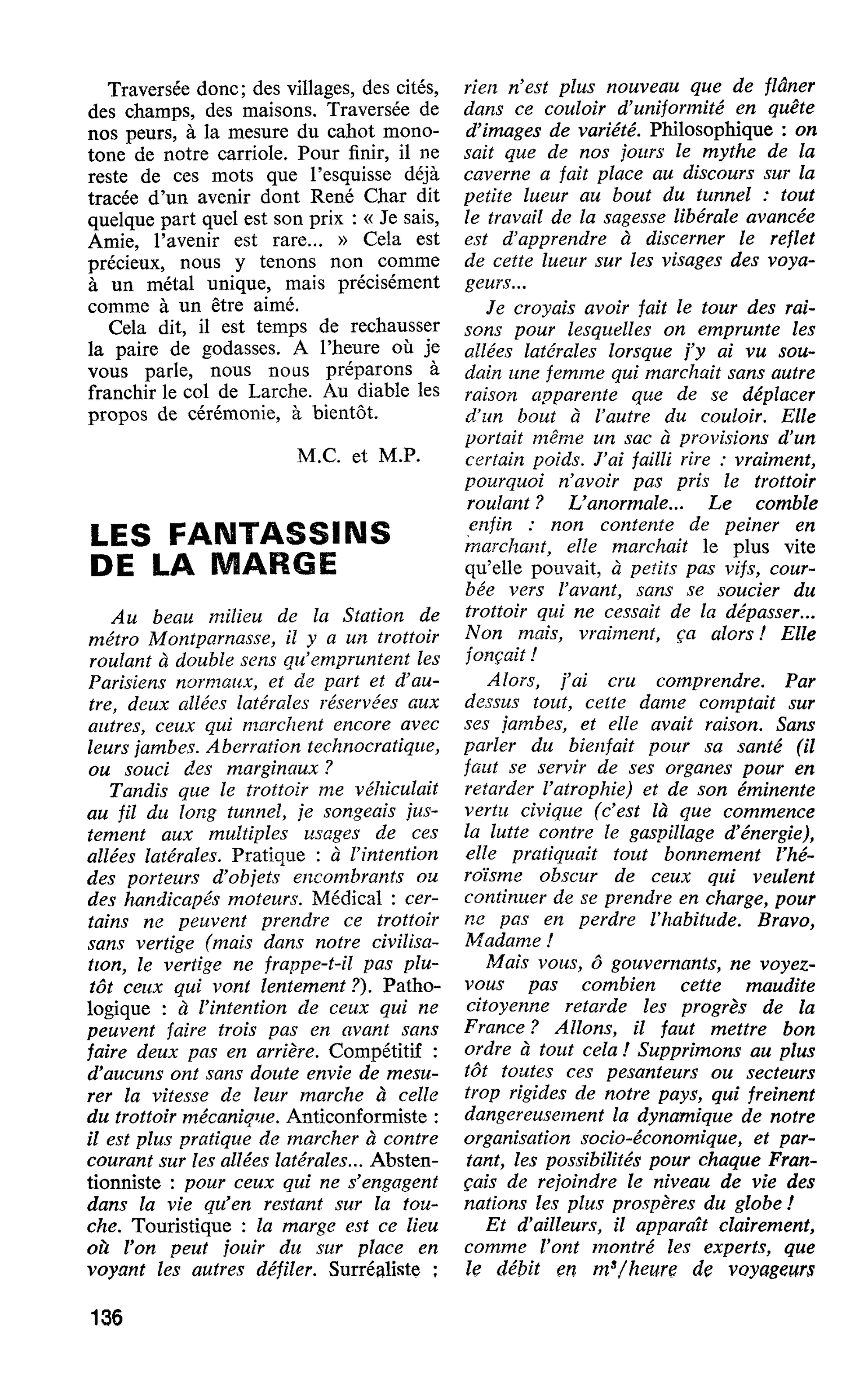 LES FANTASSINS DE LA MARGE