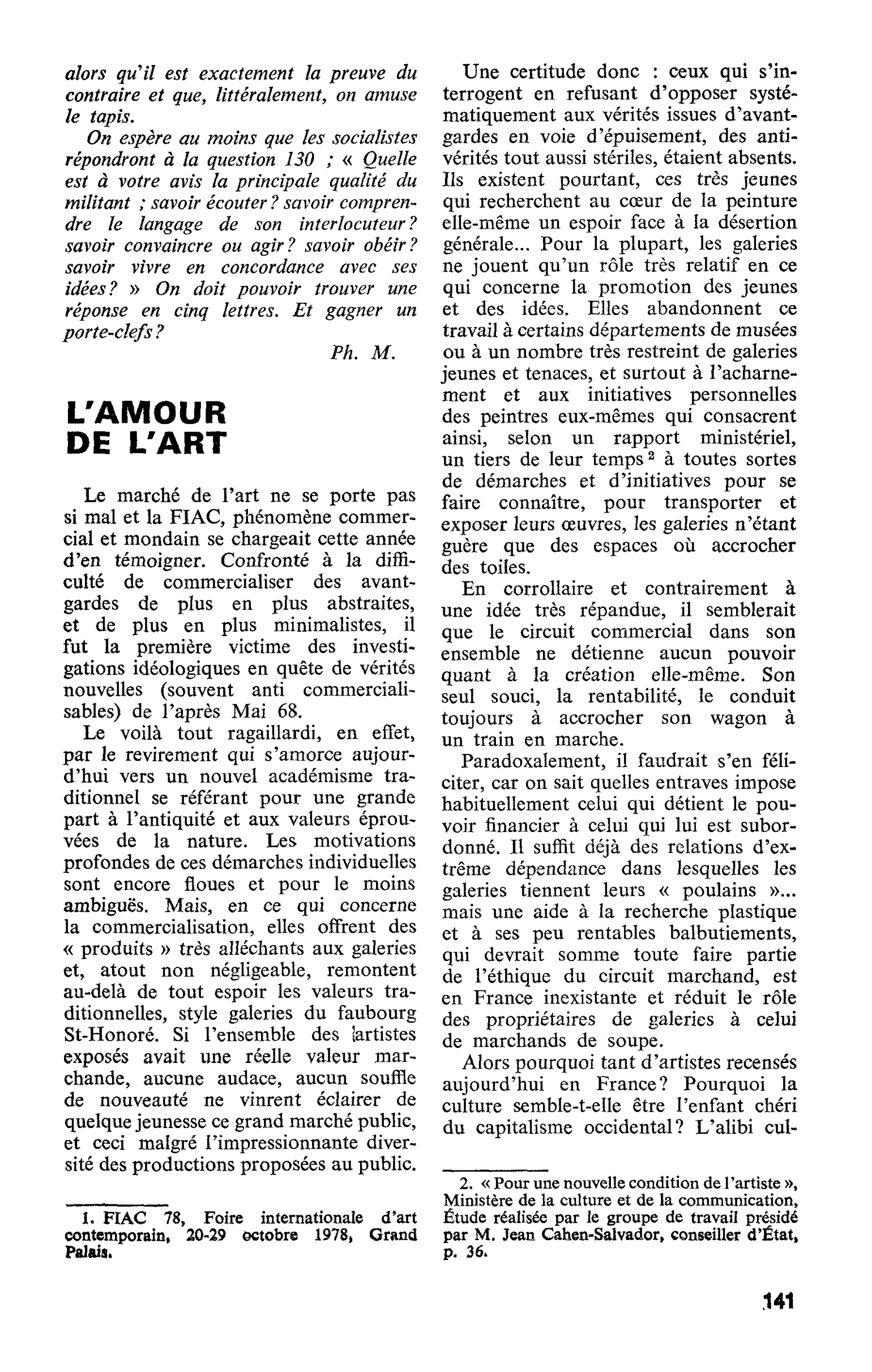 L’AMOUR DE L’ART
