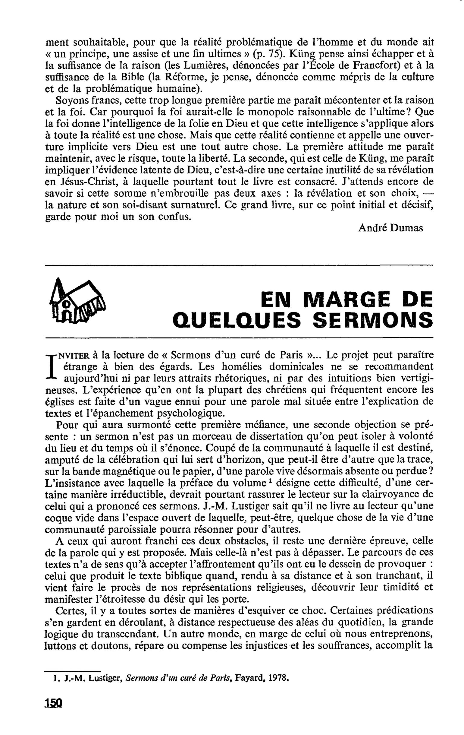 EN MARGE DE QUELQUES SERMONS