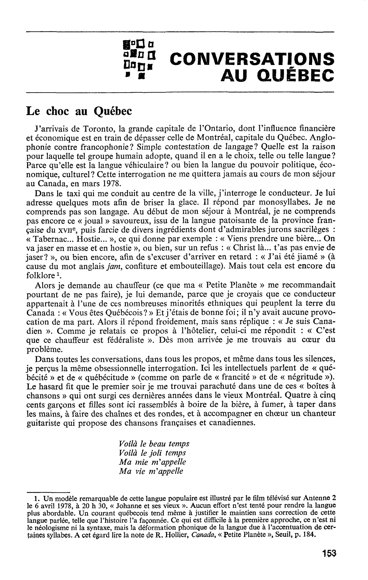CONVERSATIONS AU QUÉBEC