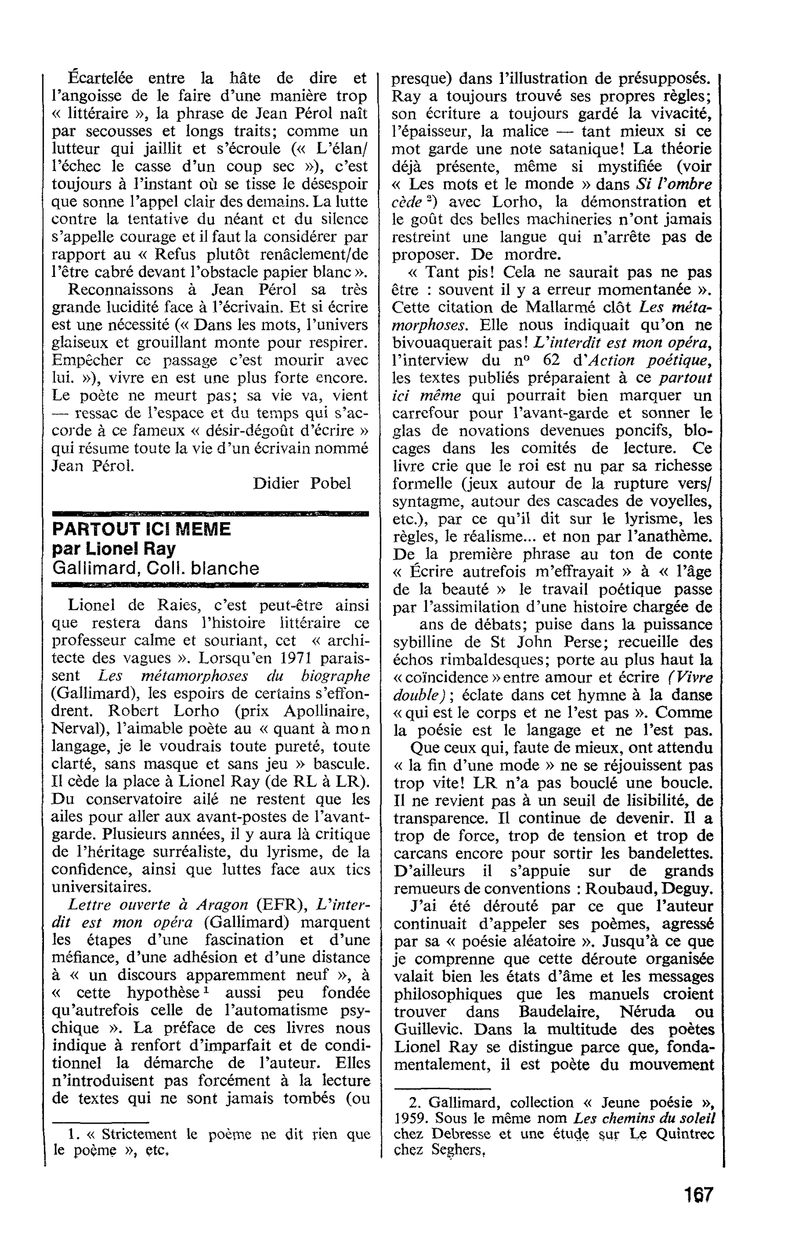 PARTOUT ICI MEME par Lionel Ray