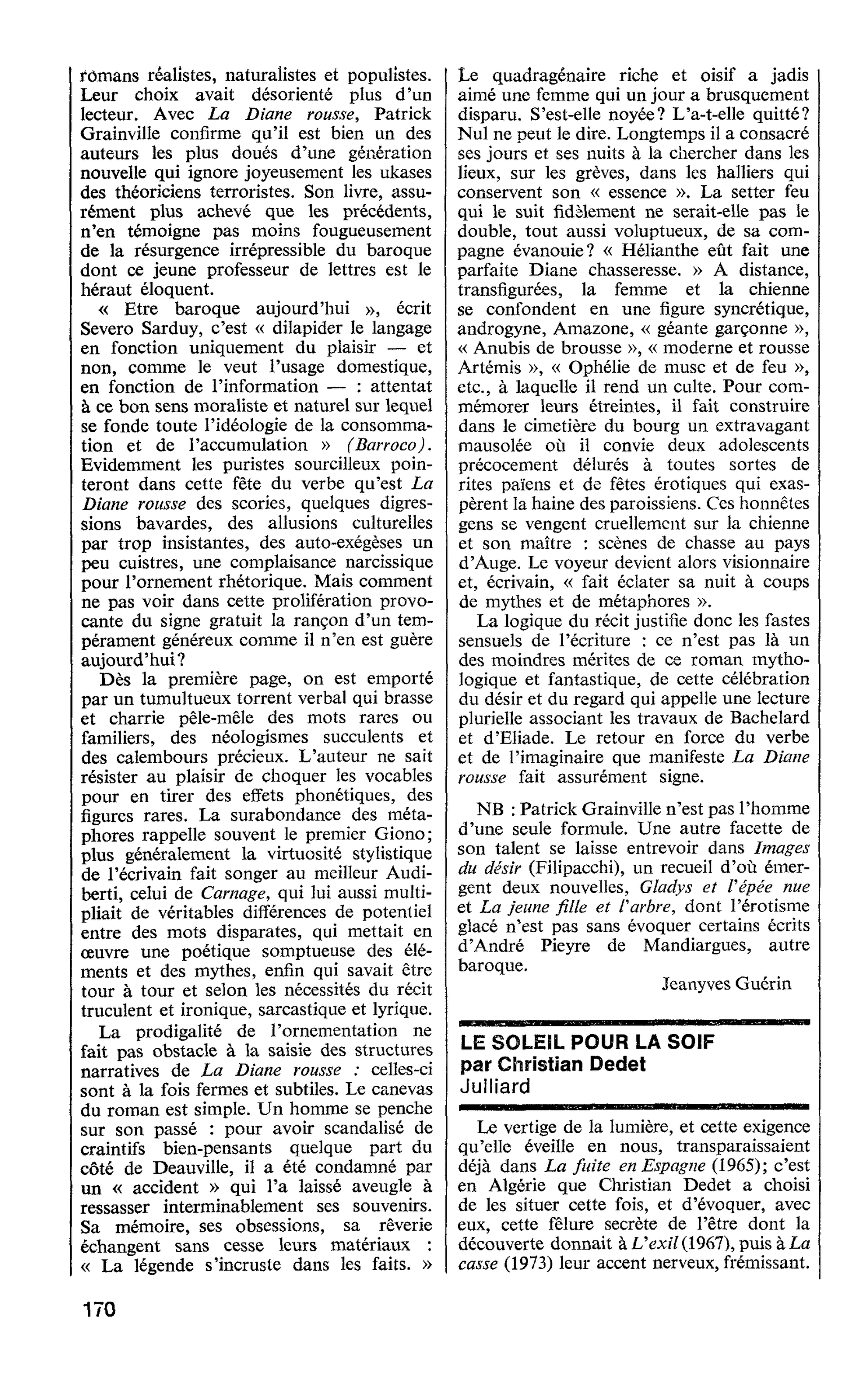 LE SOLEIL POUR LA SOIF par Christian Dedet