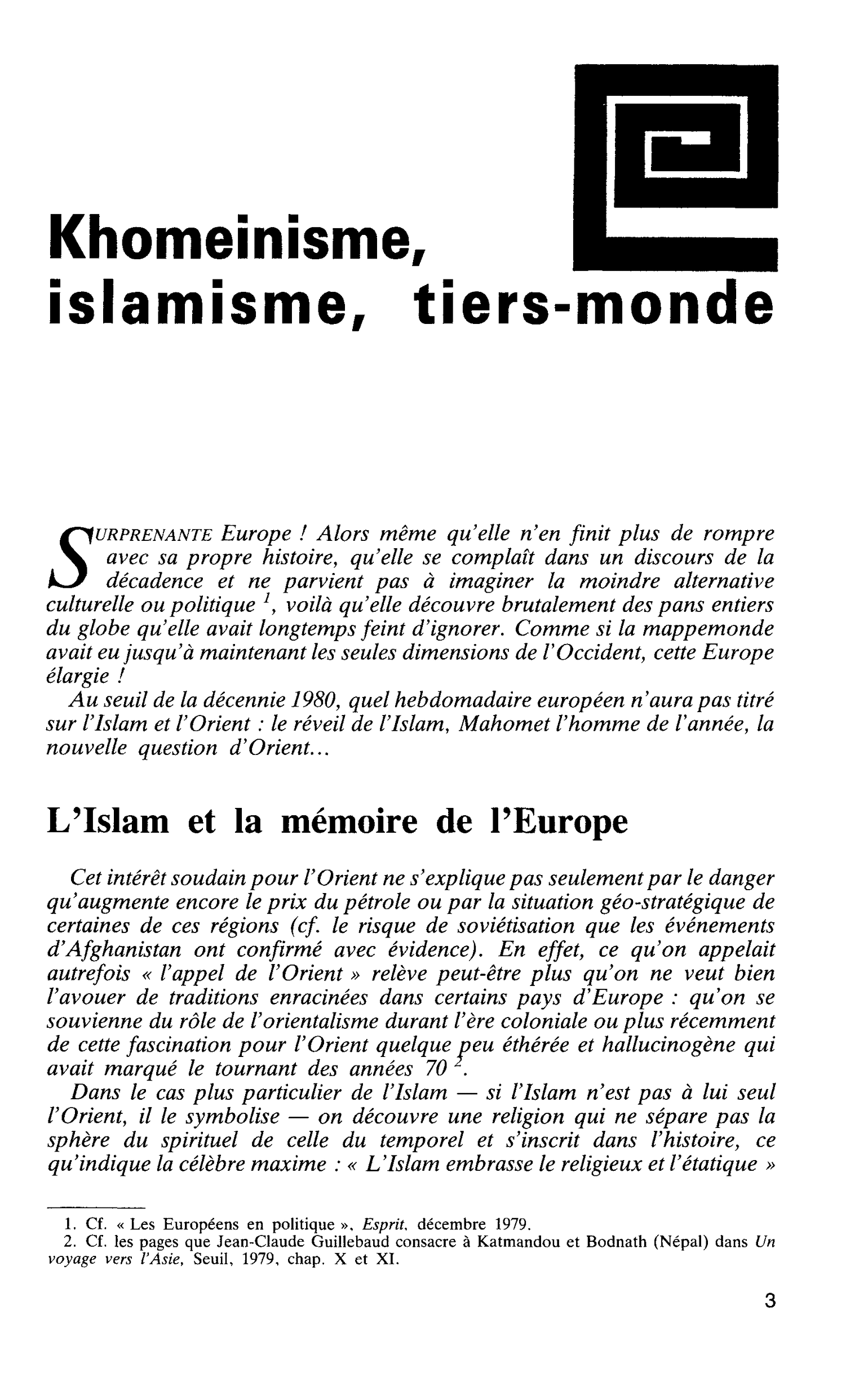 Khomeinisme, islamisme, tiers-monde