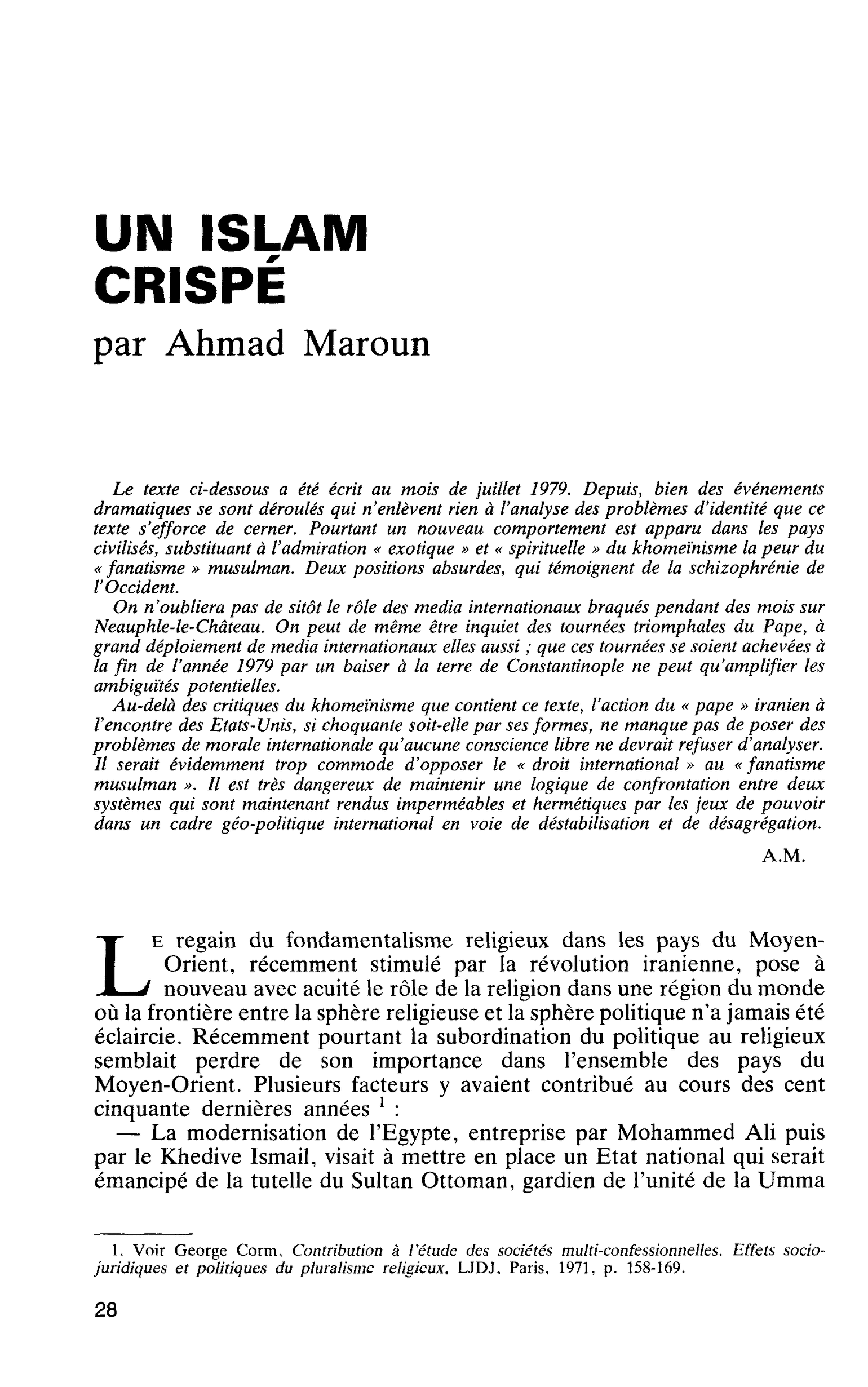 UN ISLAM CRISPÉ
