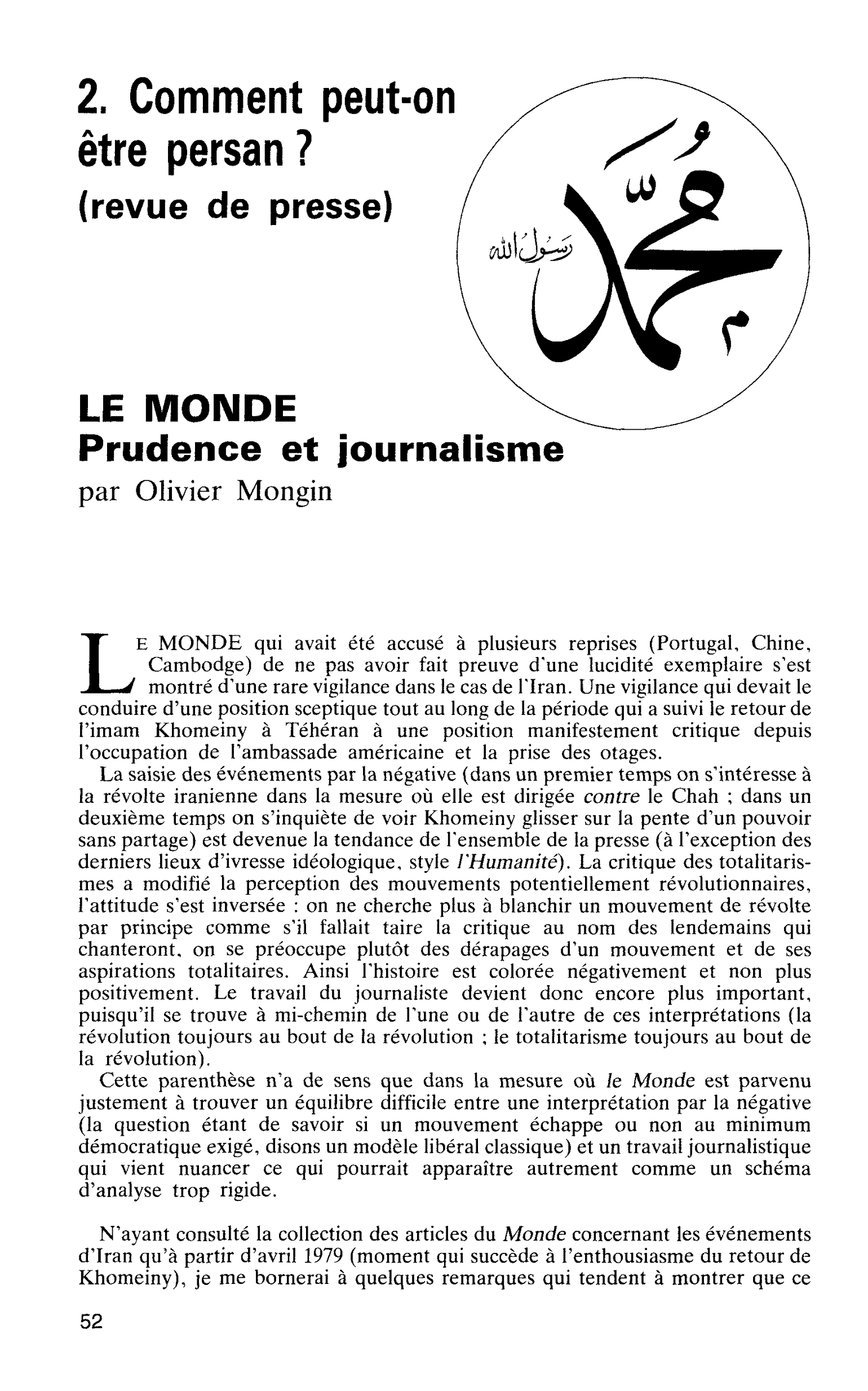 LE MONDE. Prudence et journalisme