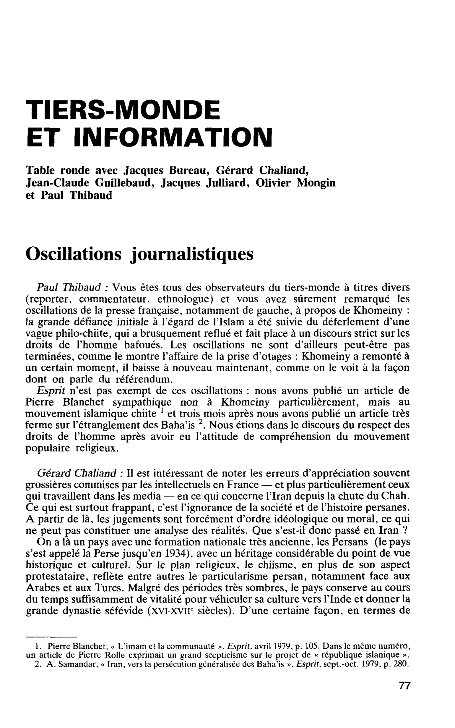 TIERS-MONDE ET INFORMATION
