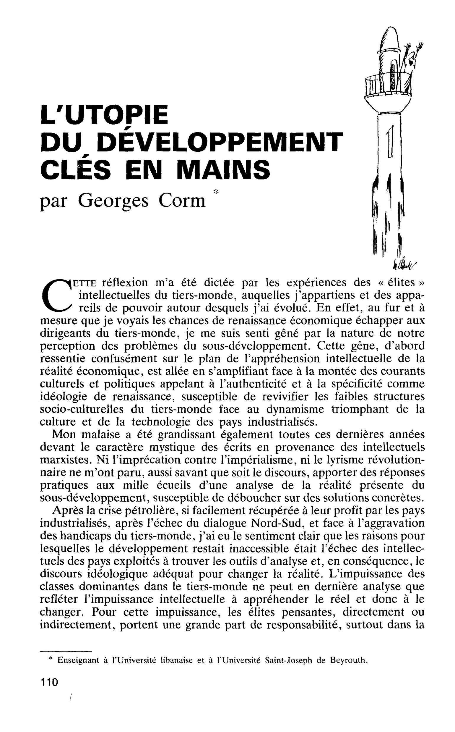 L’UTOPIE DU DÉVELOPPEMENT CLÉS EN MAINS