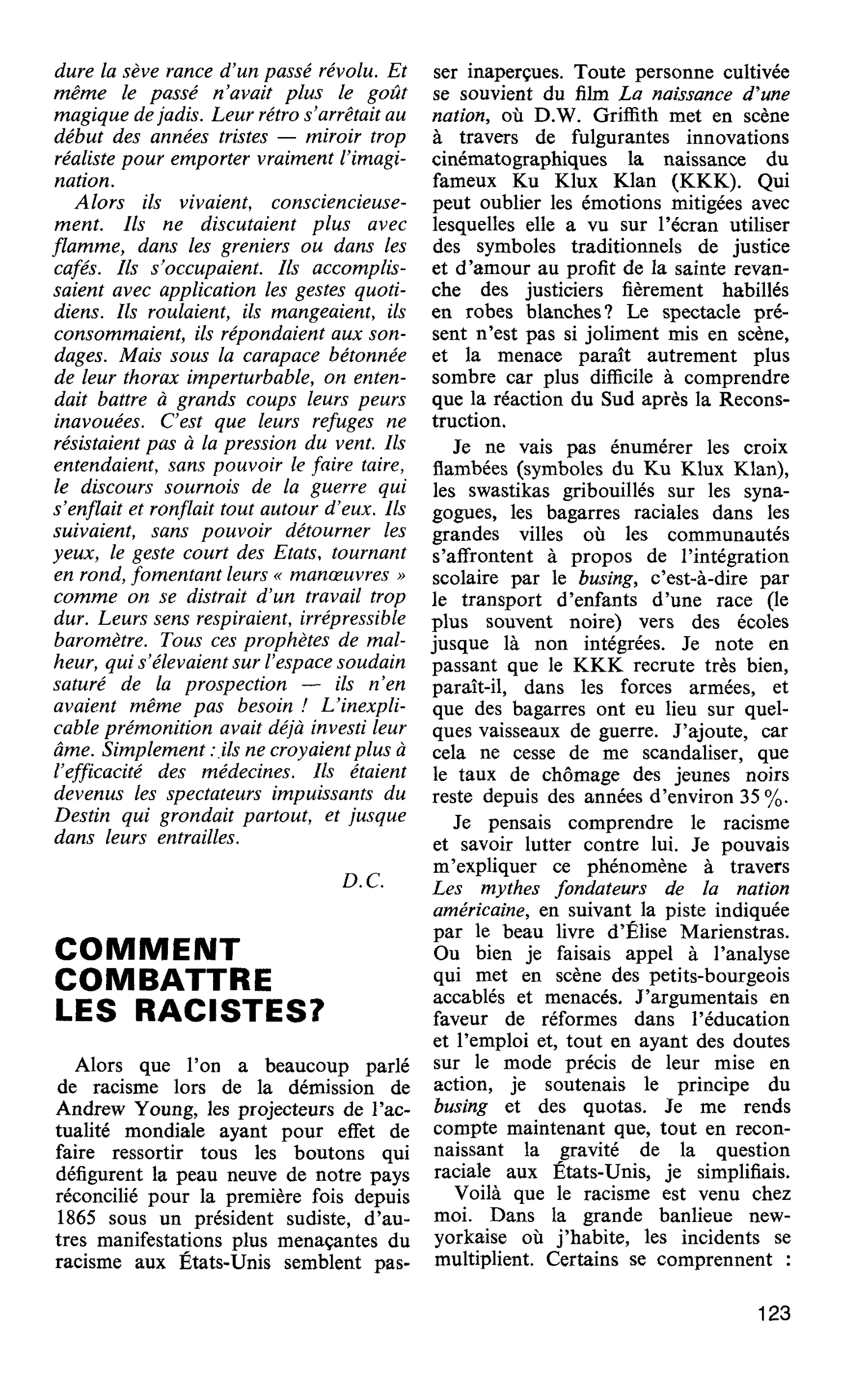 COMMENT COMBATTRE LES RACISTES ?