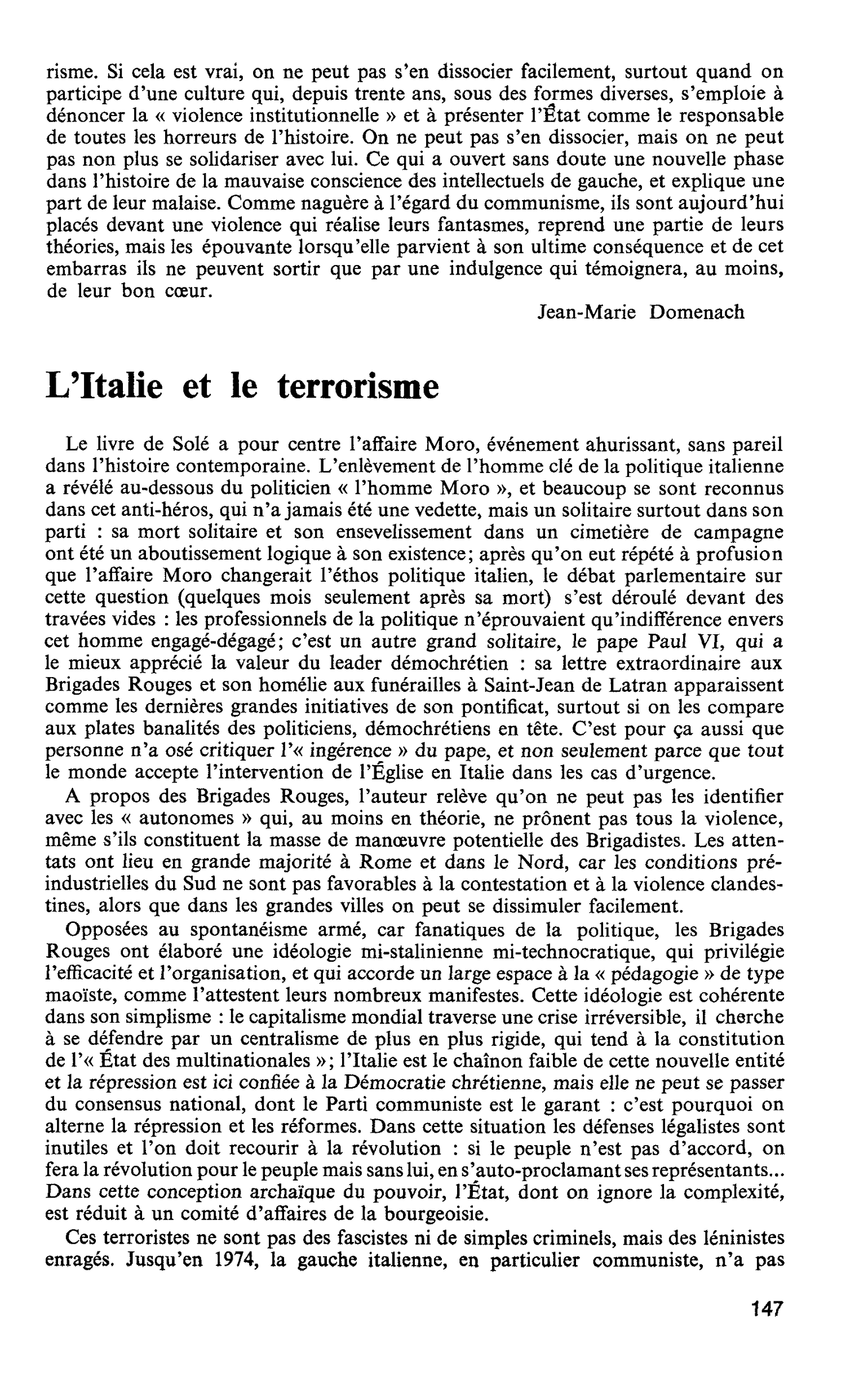 L’Italie et le terrorisme