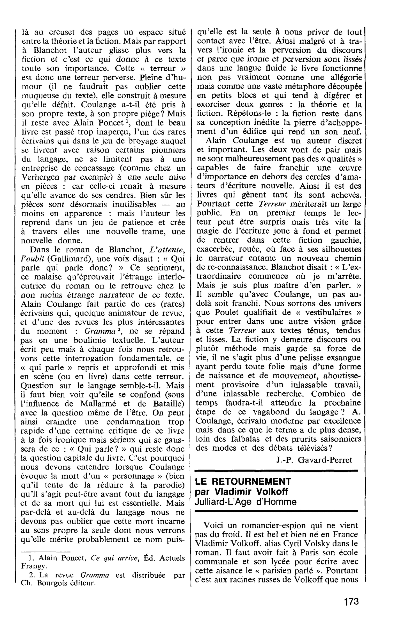 LE RETOURNEMENT par Vladimir Volkoff