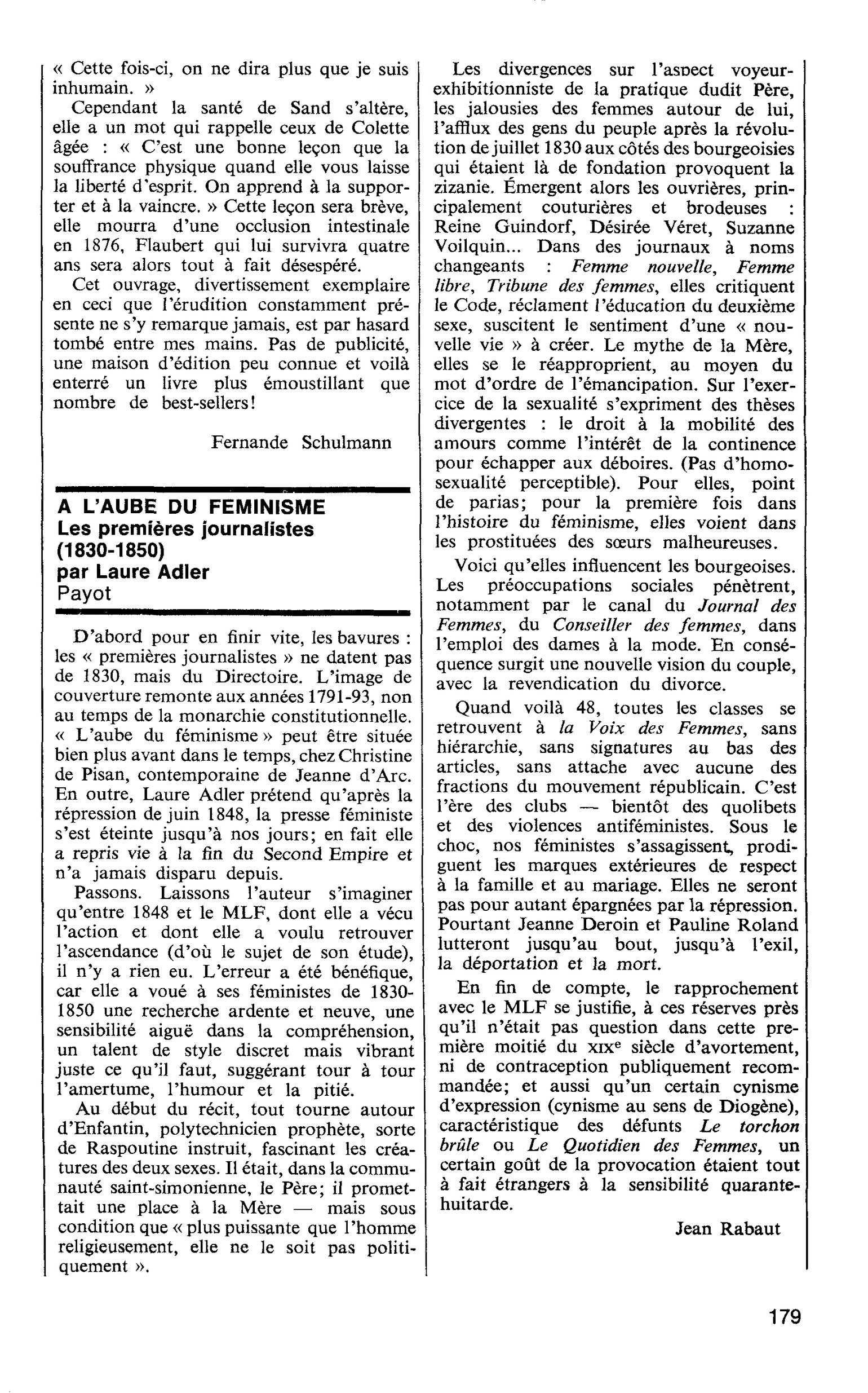 A L’AUBE DU FEMINISME. Les premières journalistes (1830-1850) par Laure Adler