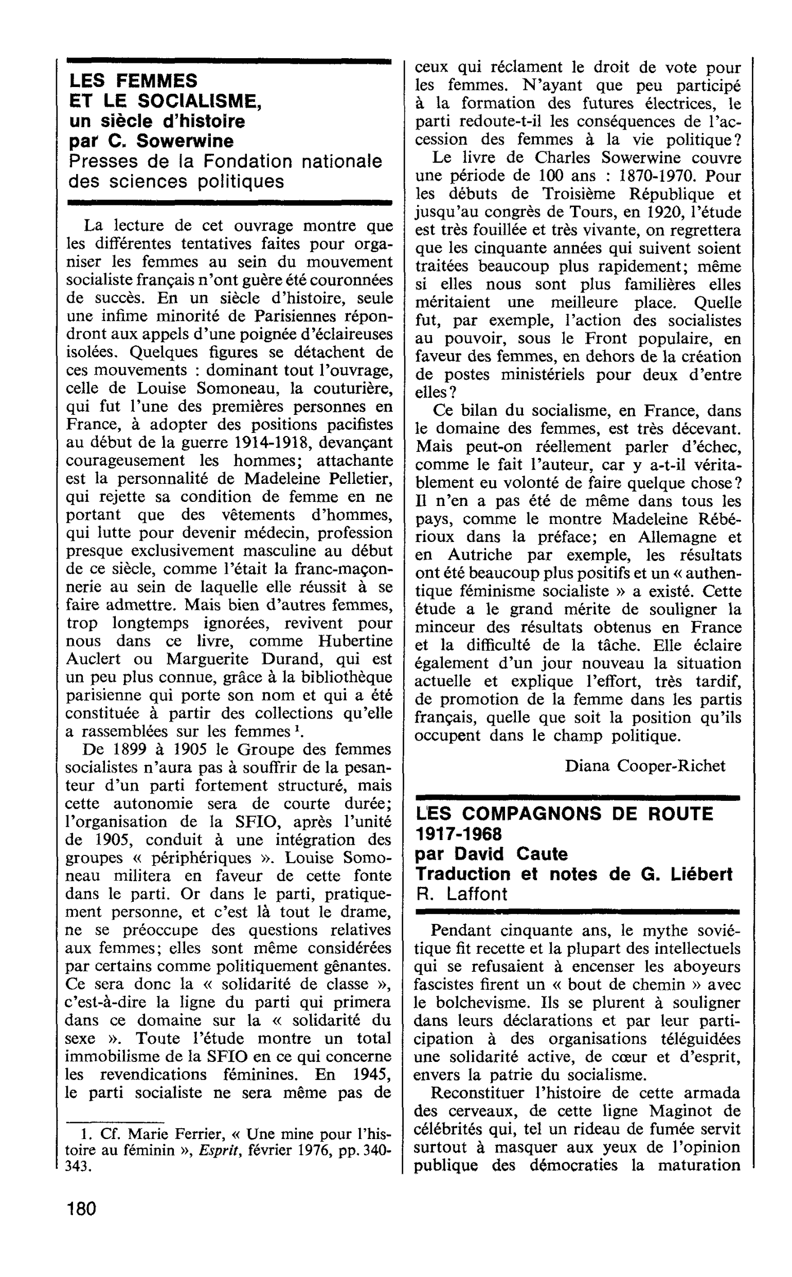LES FEMMES ET LE SOCIALISME, un siècle d’histoire par C. Sowerwine