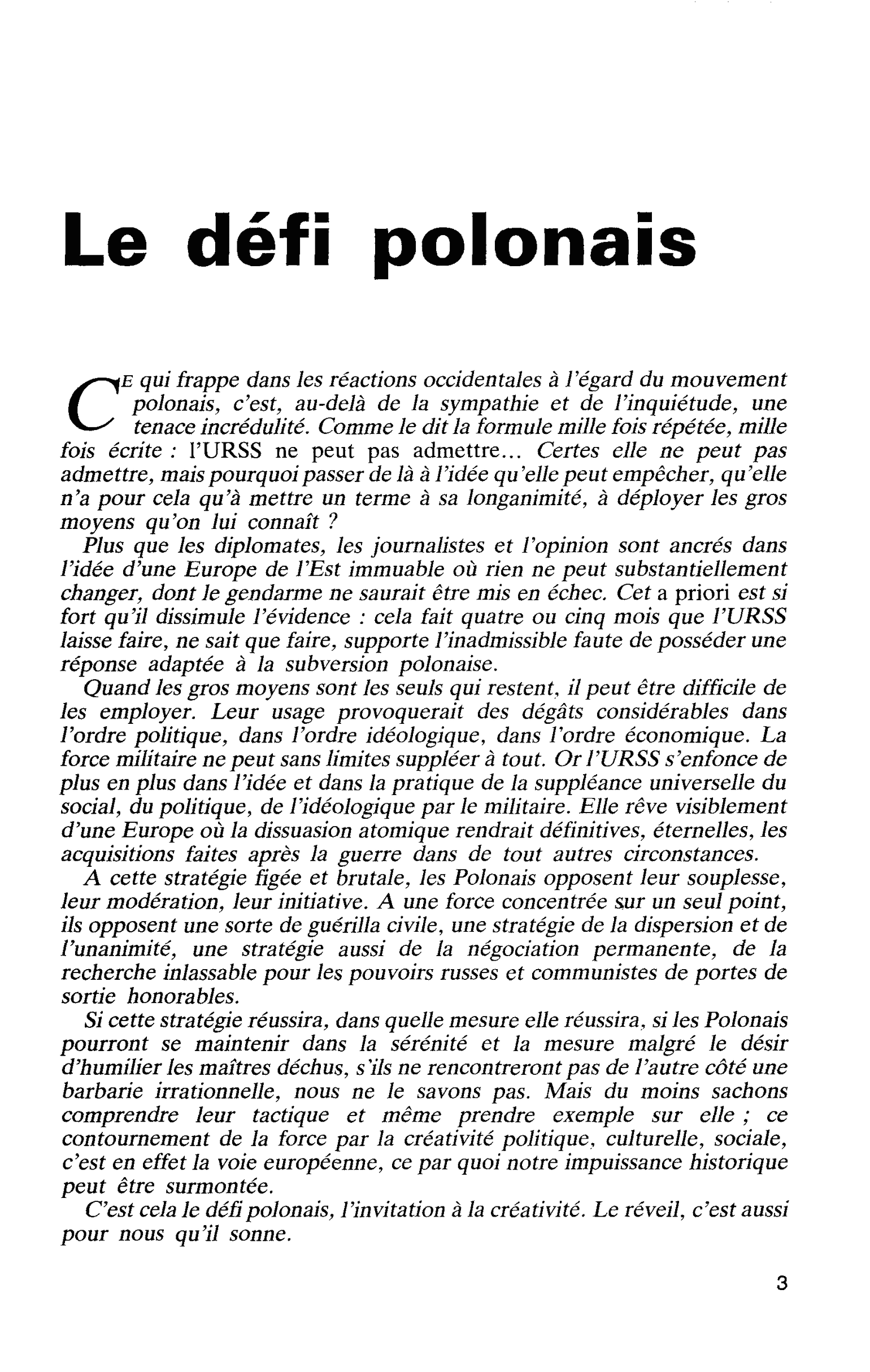 Le défi polonais