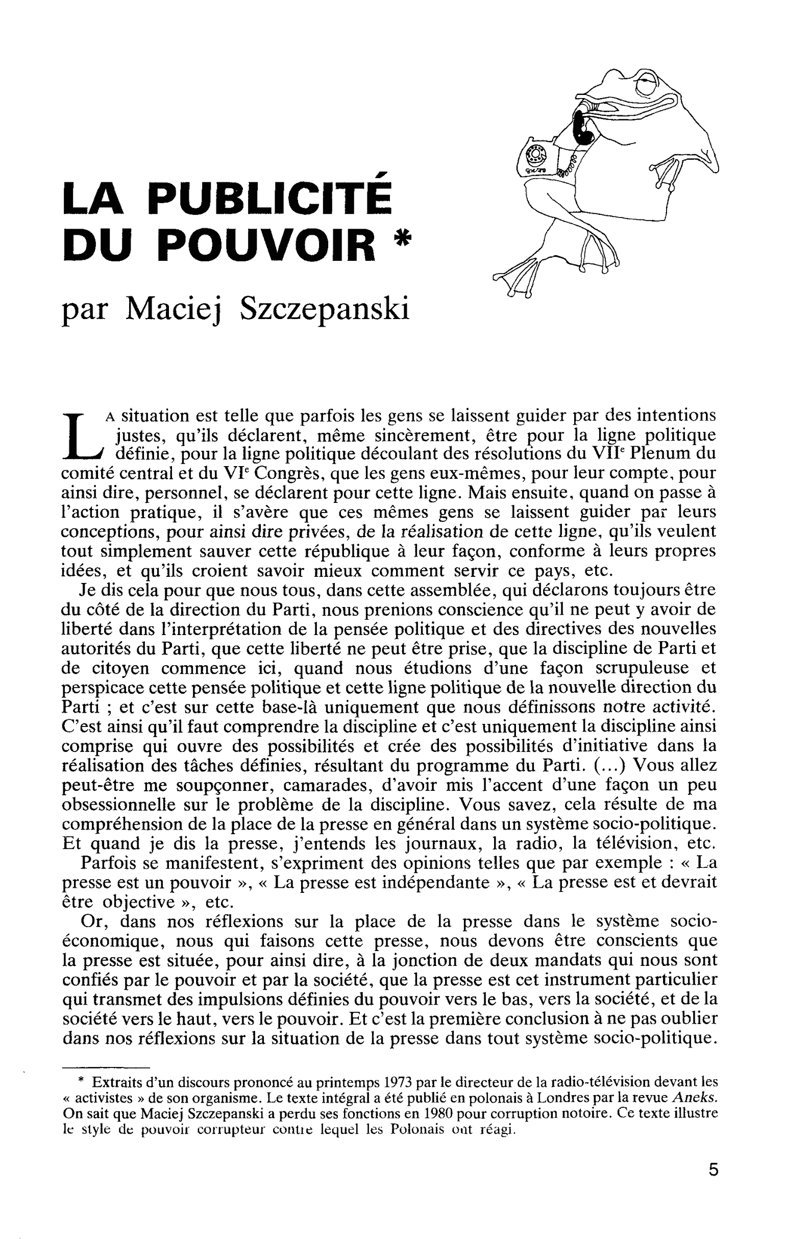 LA PUBLICITÉ DU POUVOIR