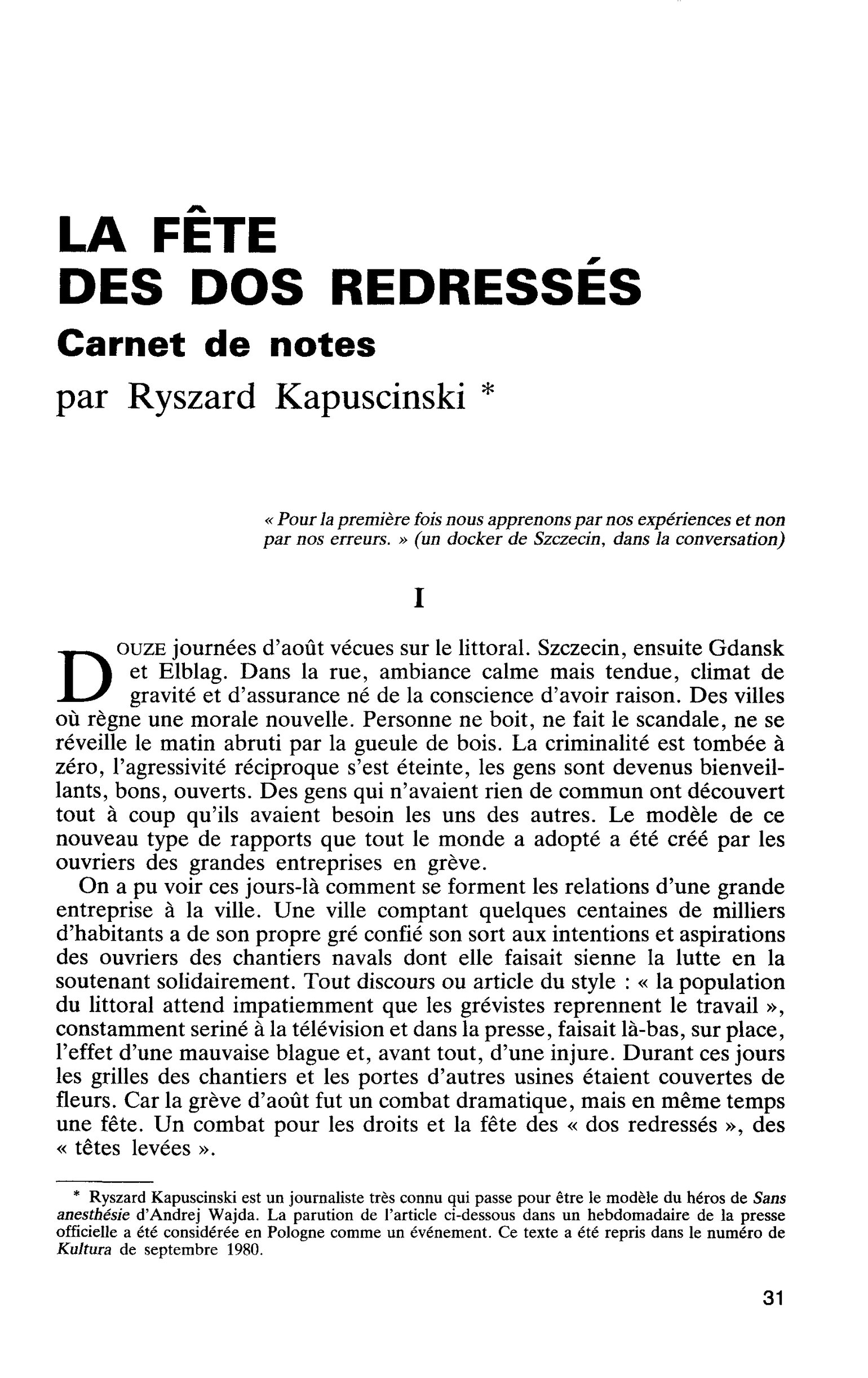 DES DOS REDRESSÉS. Carnet de notes