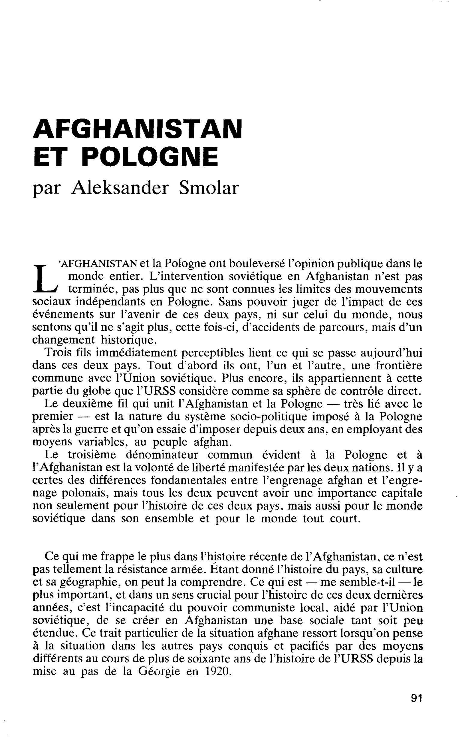 AFGHANISTAN ET POLOGNE