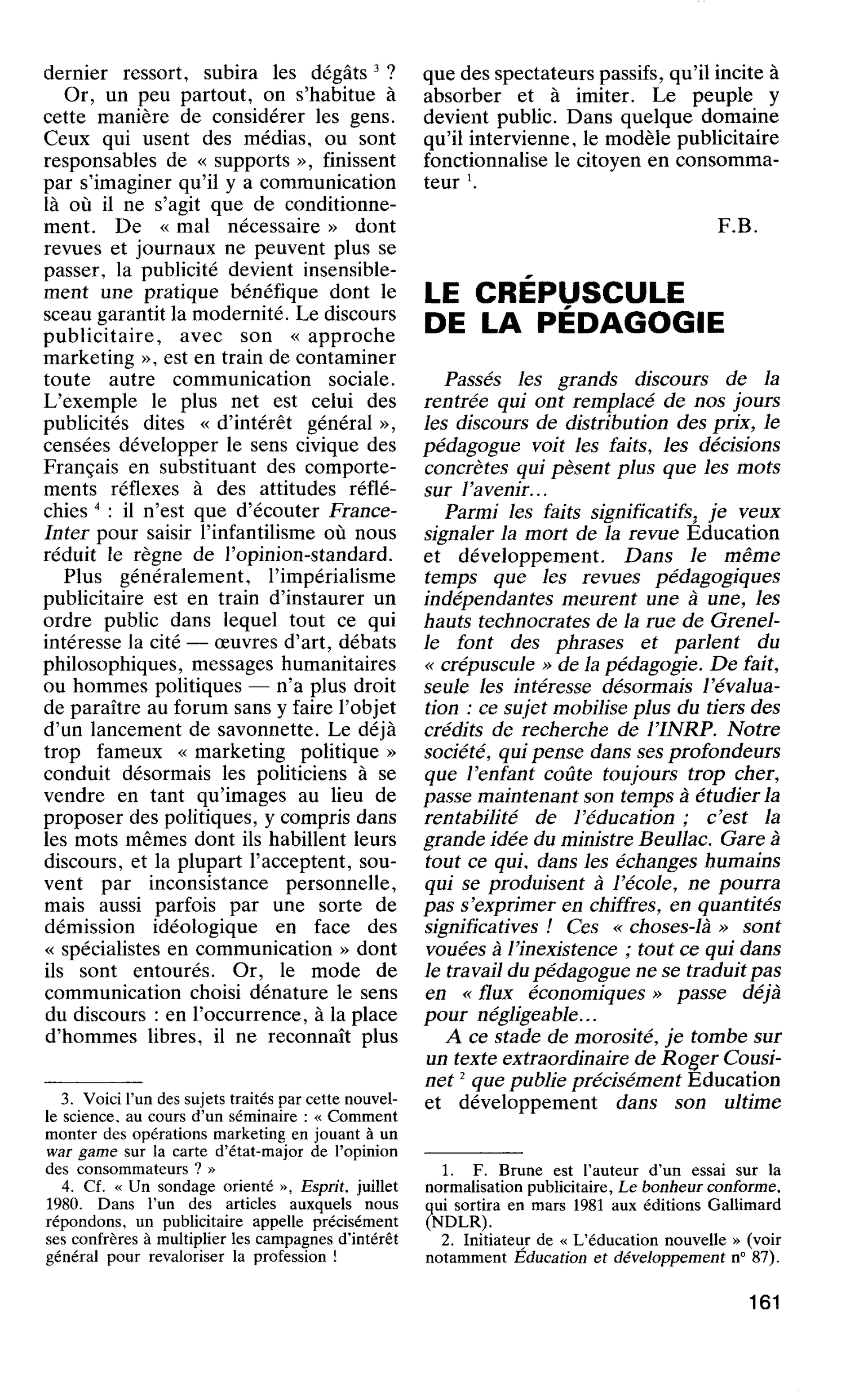 LE CRÉPUSCULE DE LA PÉDAGOGIE