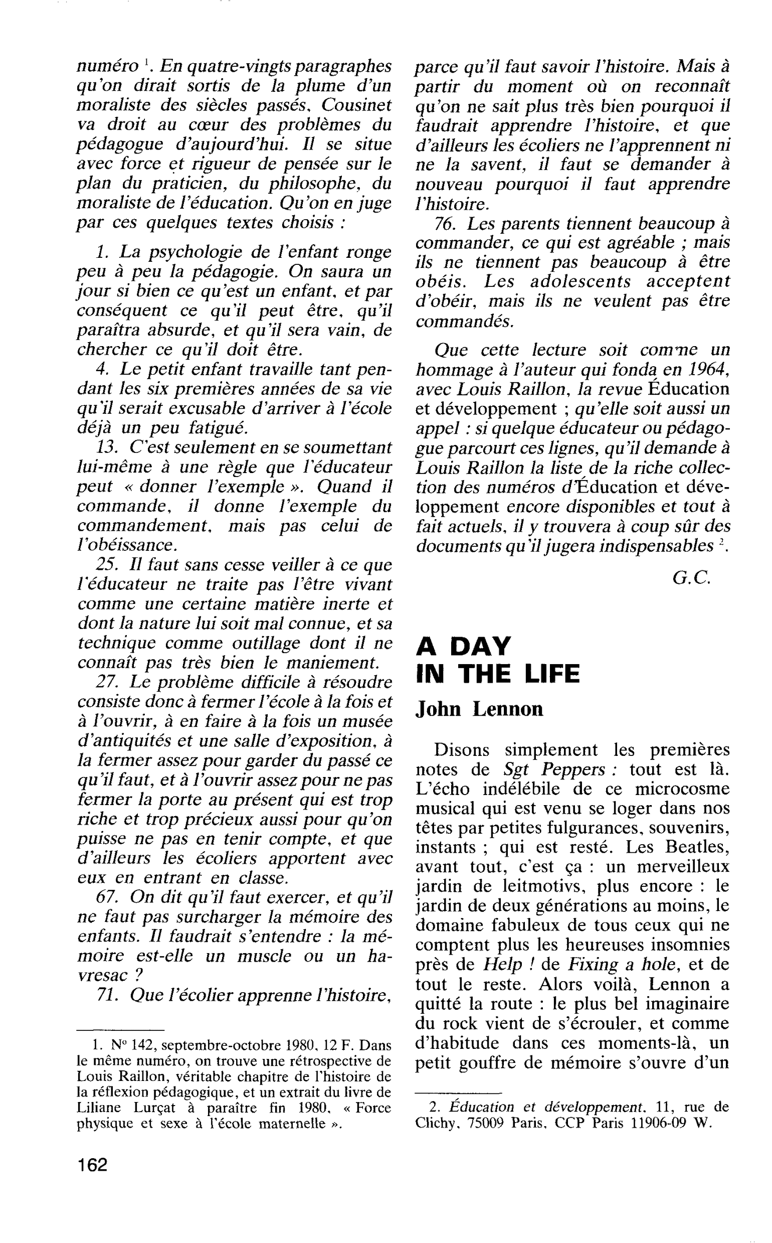 A DAY IN THE LIFE. John Lennon