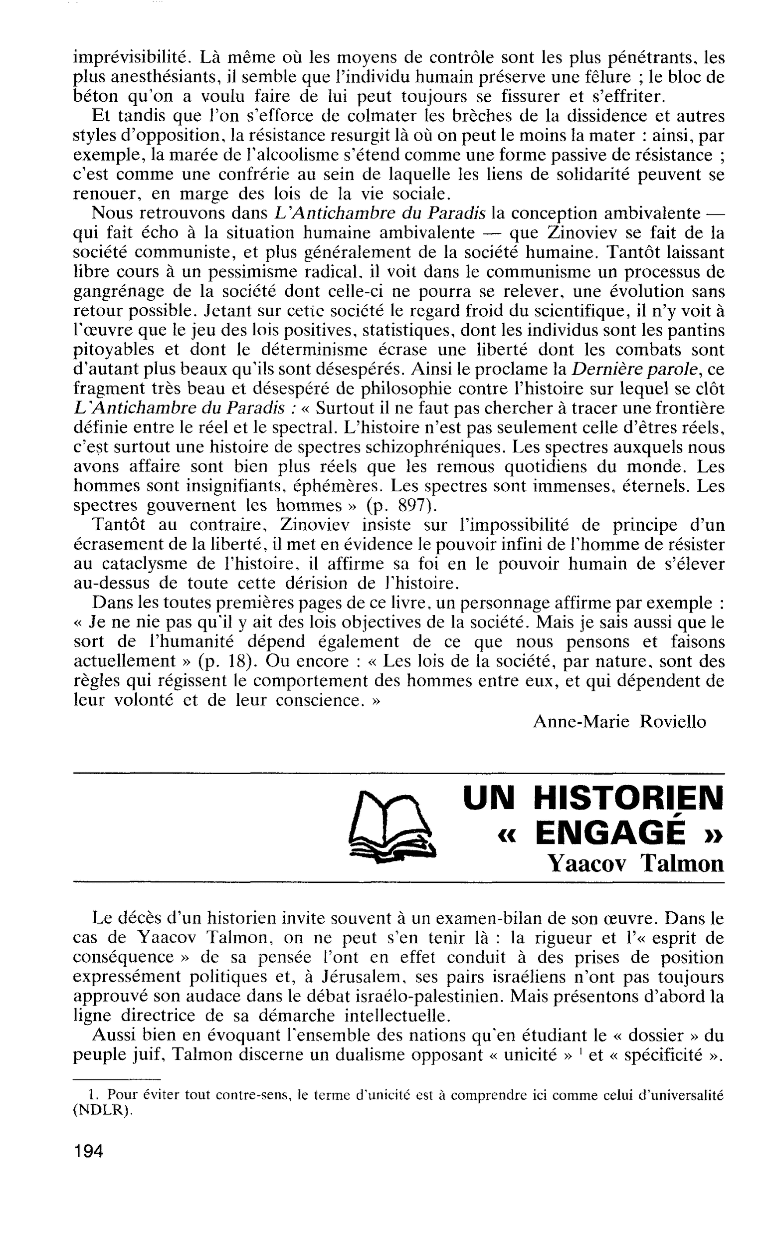 UN HISTORIEN « ENGAGÉ ». Yaacov Talmon