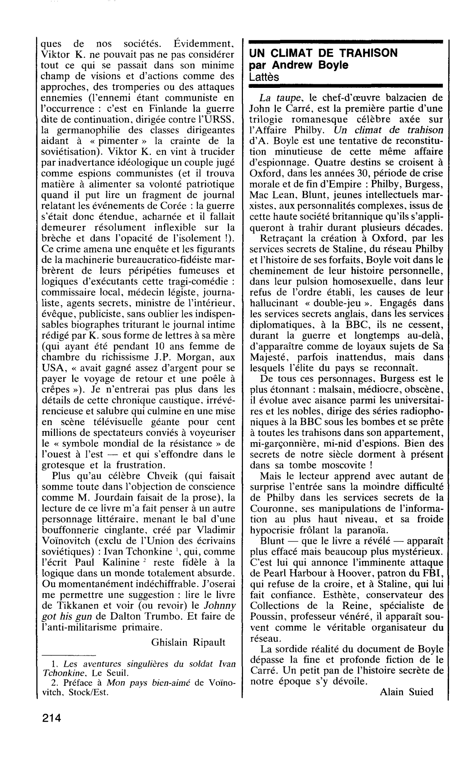 UN CLIMAT DE TRAHISON par Andrew Boyle