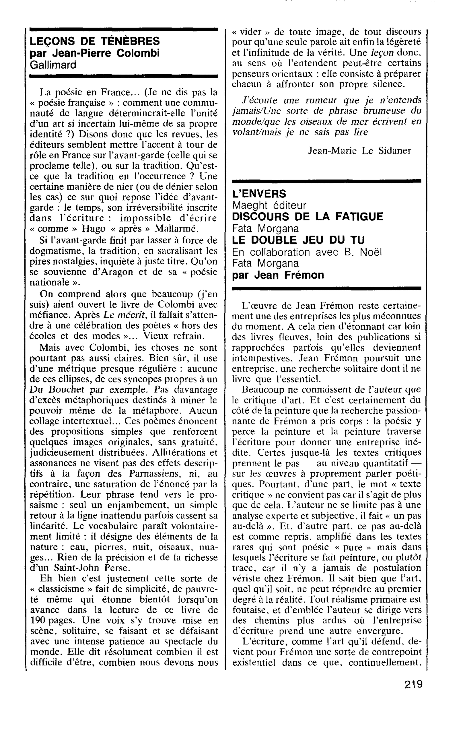 LEÇONS DE TÉNÈBRES par Jean-Pierre Colombi