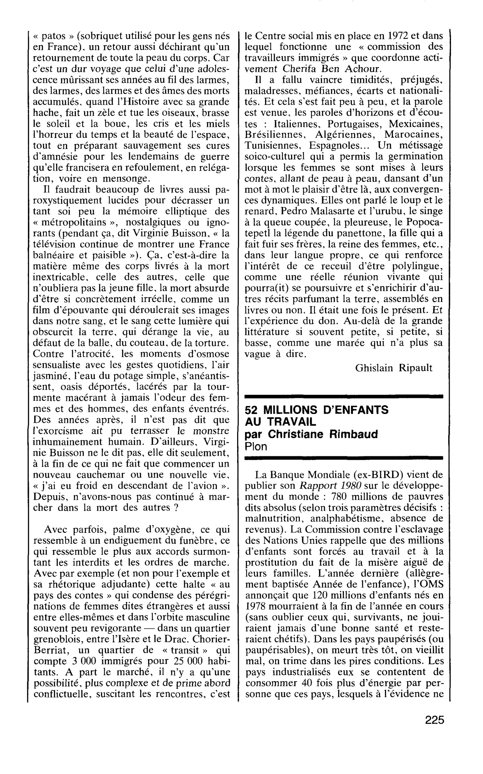 52 MILLIONS D’ENFANTS AU TRAVAIL par Christiane Rimbaud