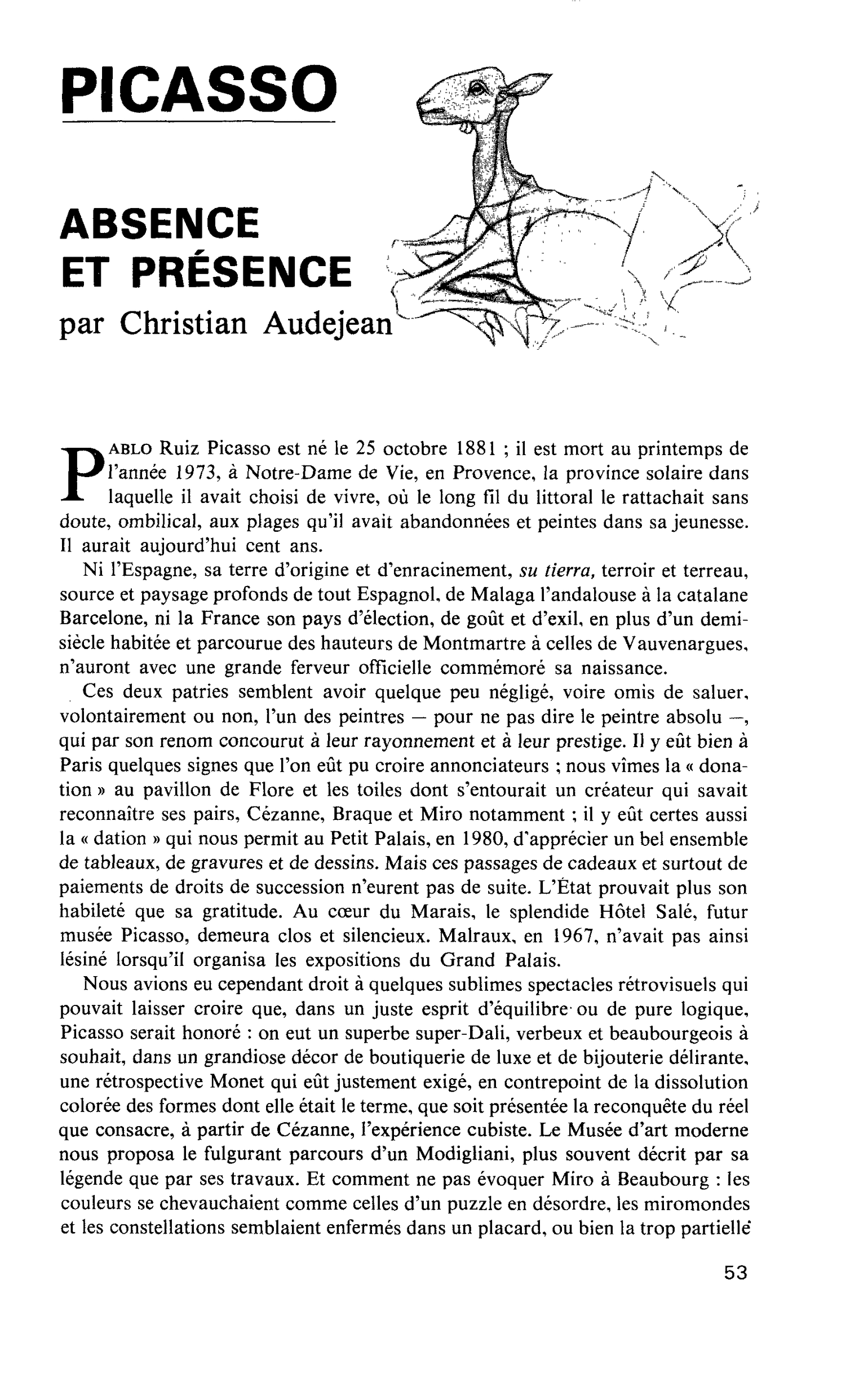 ABSENCE ET PRÉSENCE