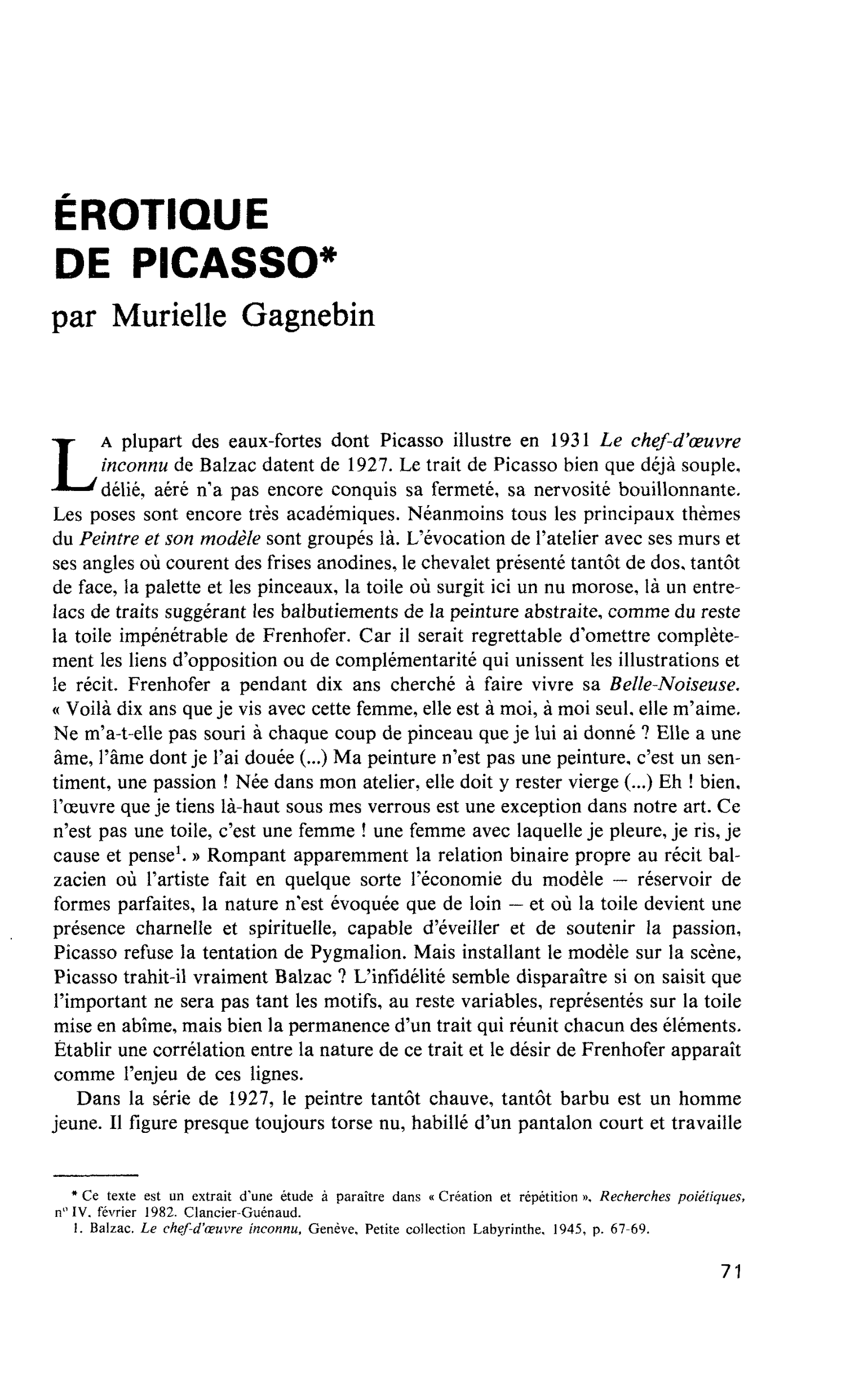 ÉROTIQUE DE PICASSO
