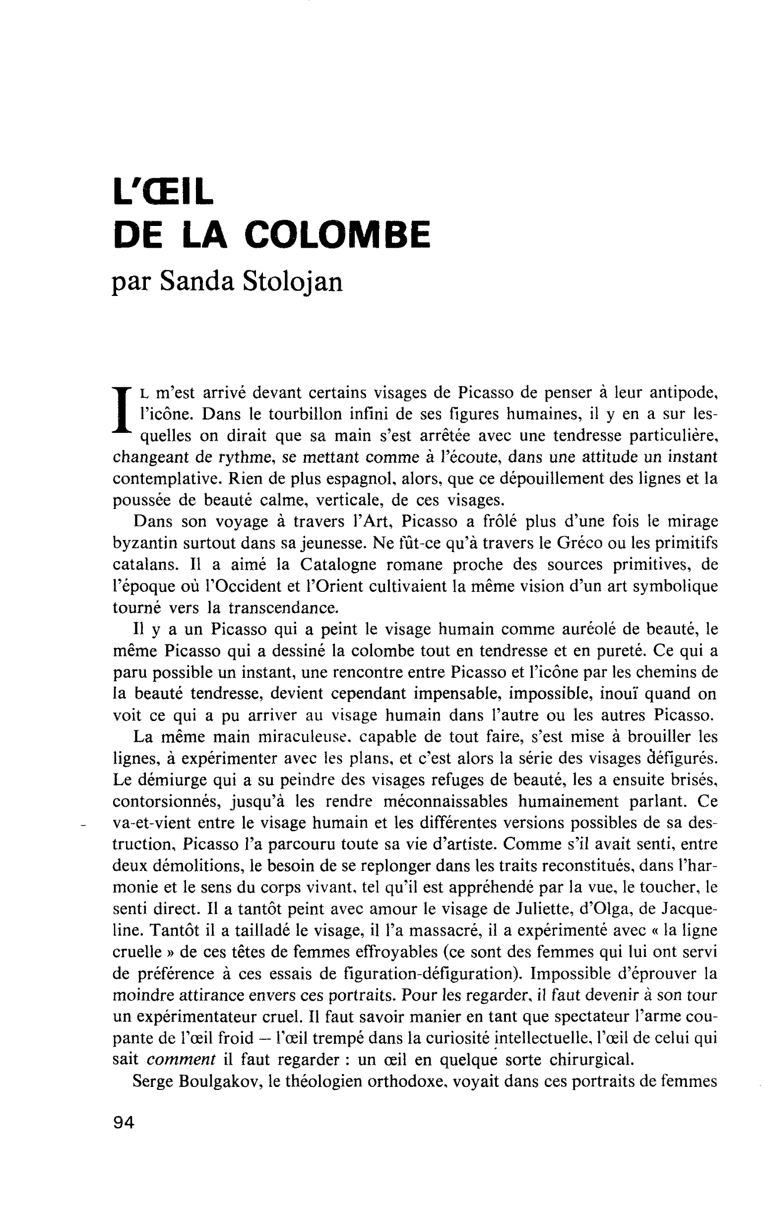 L’OEIL DE LA COLOMBE