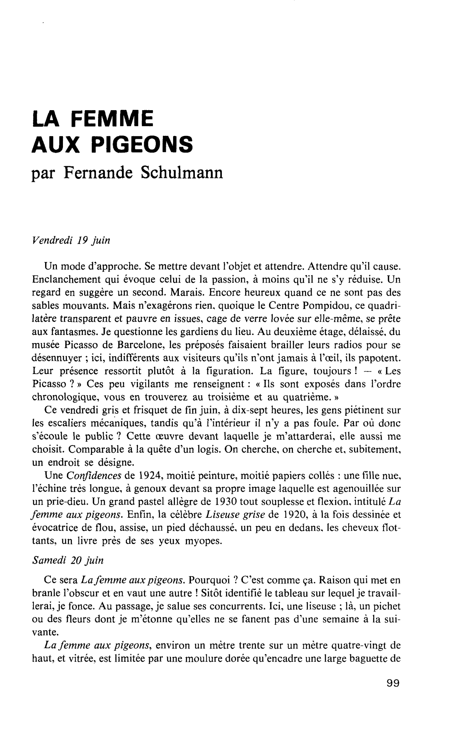 LA FEMME AUX PIGEONS