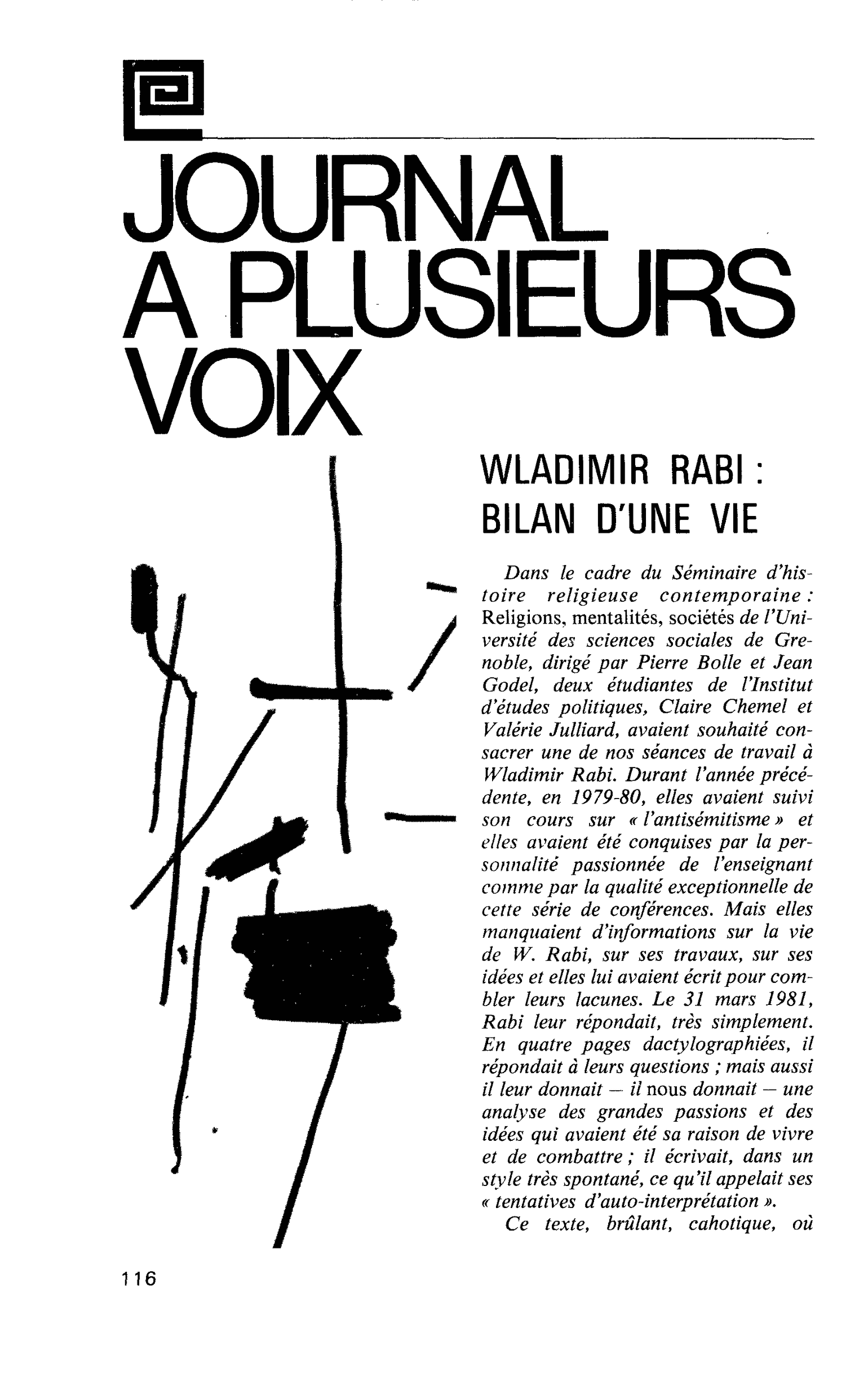 WLADIMIR RABI : BILAN D’UNE VIE
