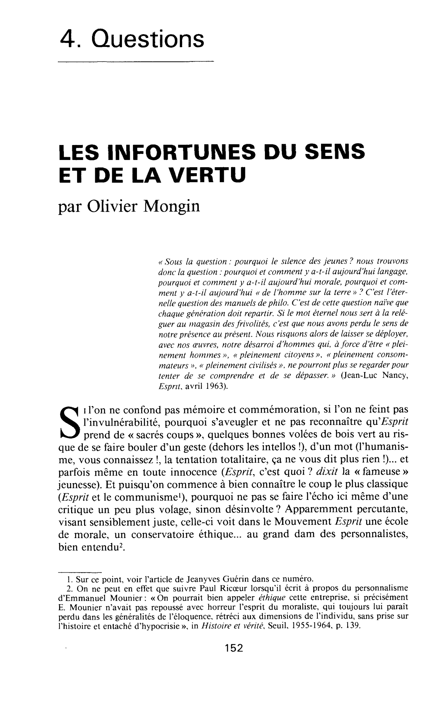 LES INFORTUNES DU SENS ET DE LA VERTU