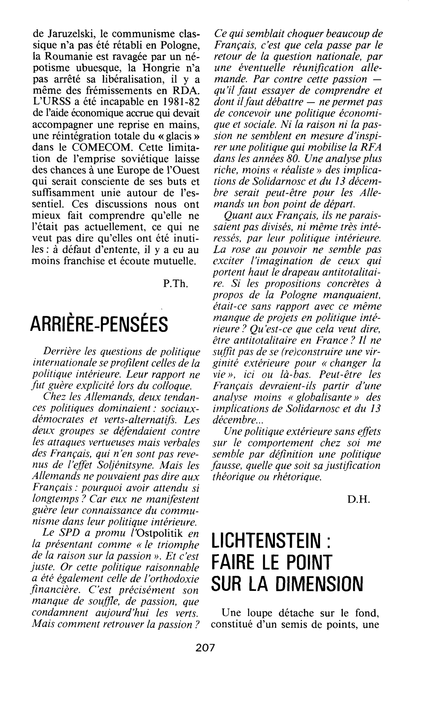 LICHTENSTEIN : FAIRE LE POINT SUR LA DIMENSION