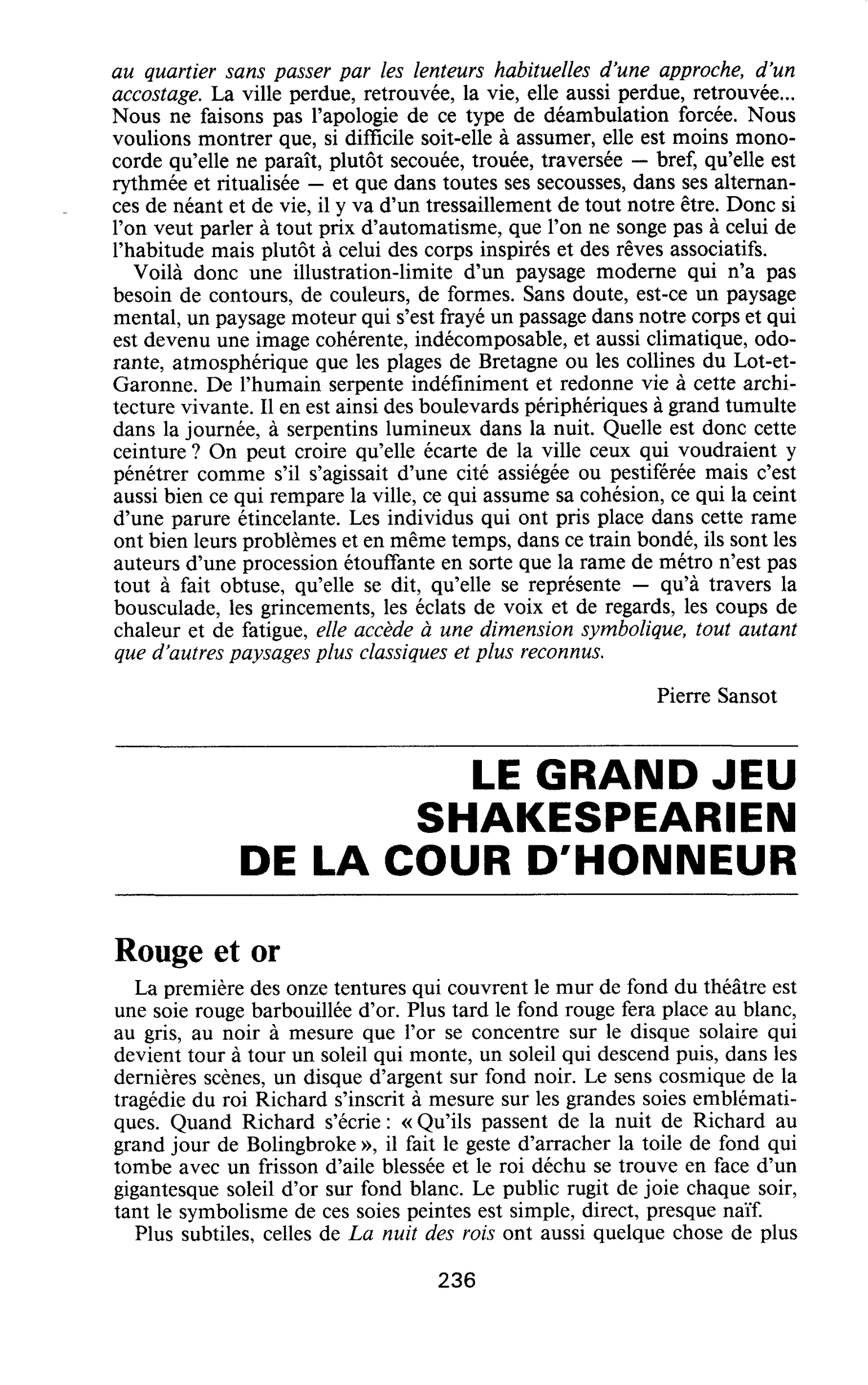 LE GRAND JEU SHAKESPEARIEN DE LA COUR D’HONNEUR
