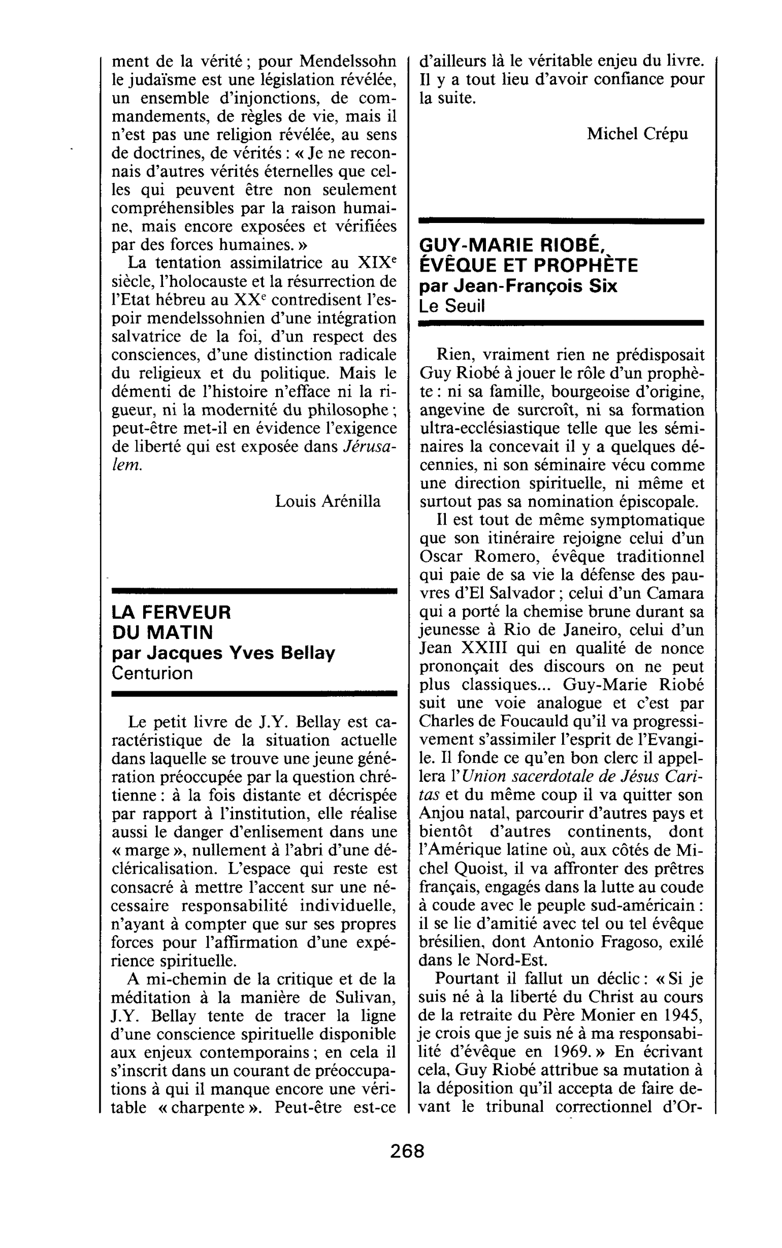 GUY-MARIE RIOBÉ, ÉVÊQUE ET PROPHÈTE par Jean-François Six